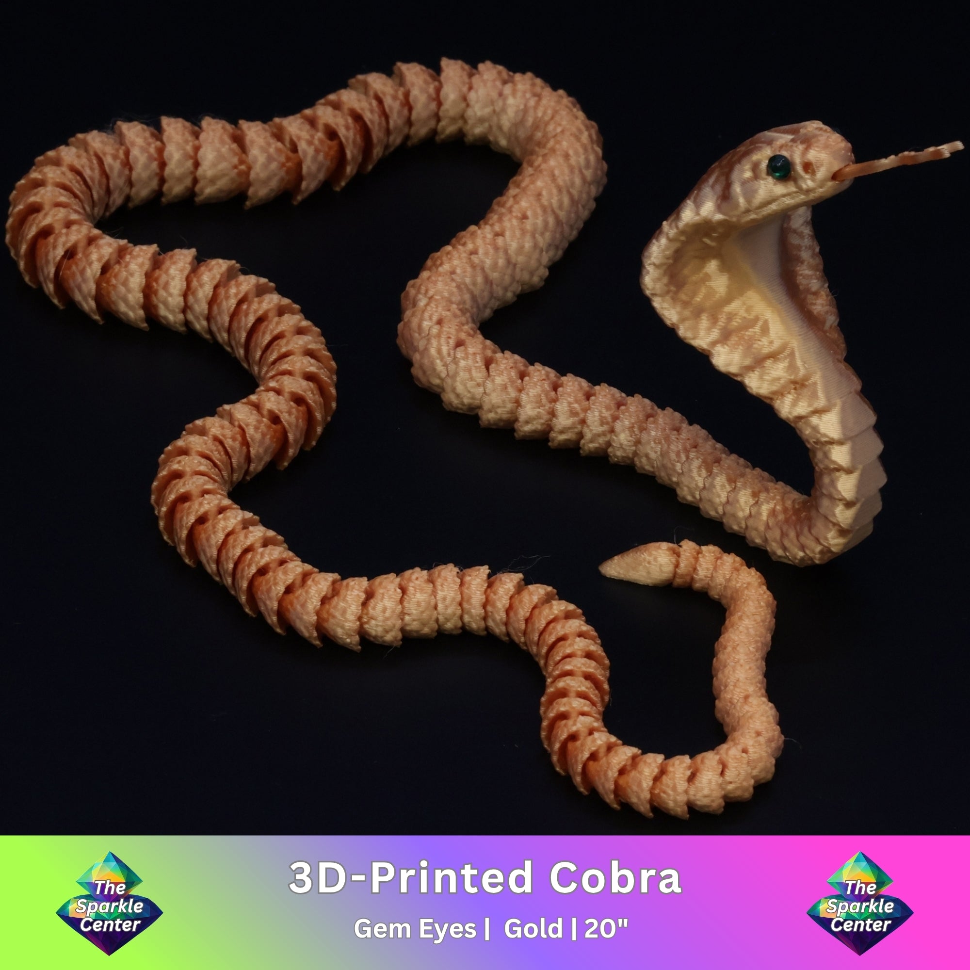 3D Printed Cobra w/ Gem Eyes