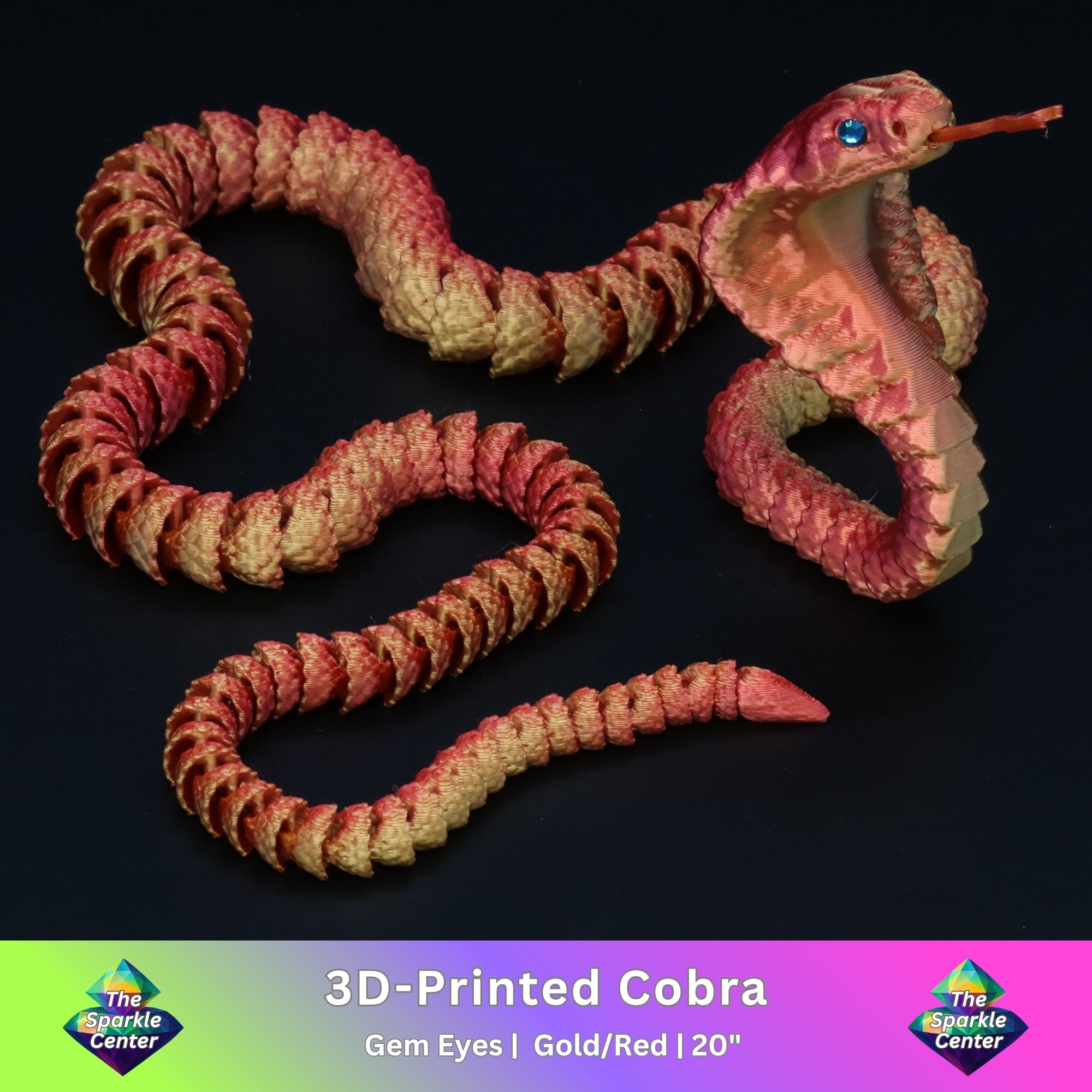 3D Printed Cobra w/ Gem Eyes