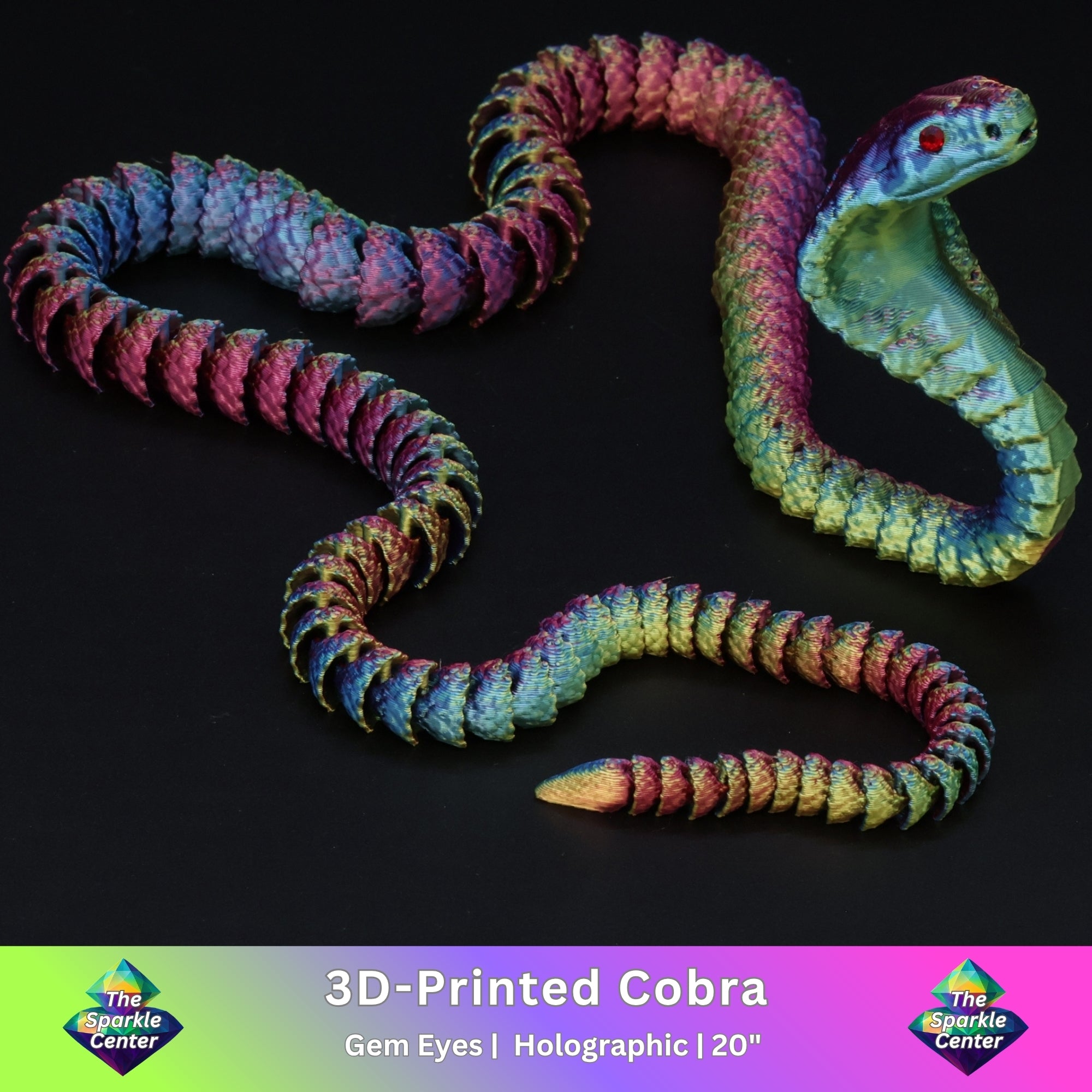 3D Printed Cobra w/ Gem Eyes