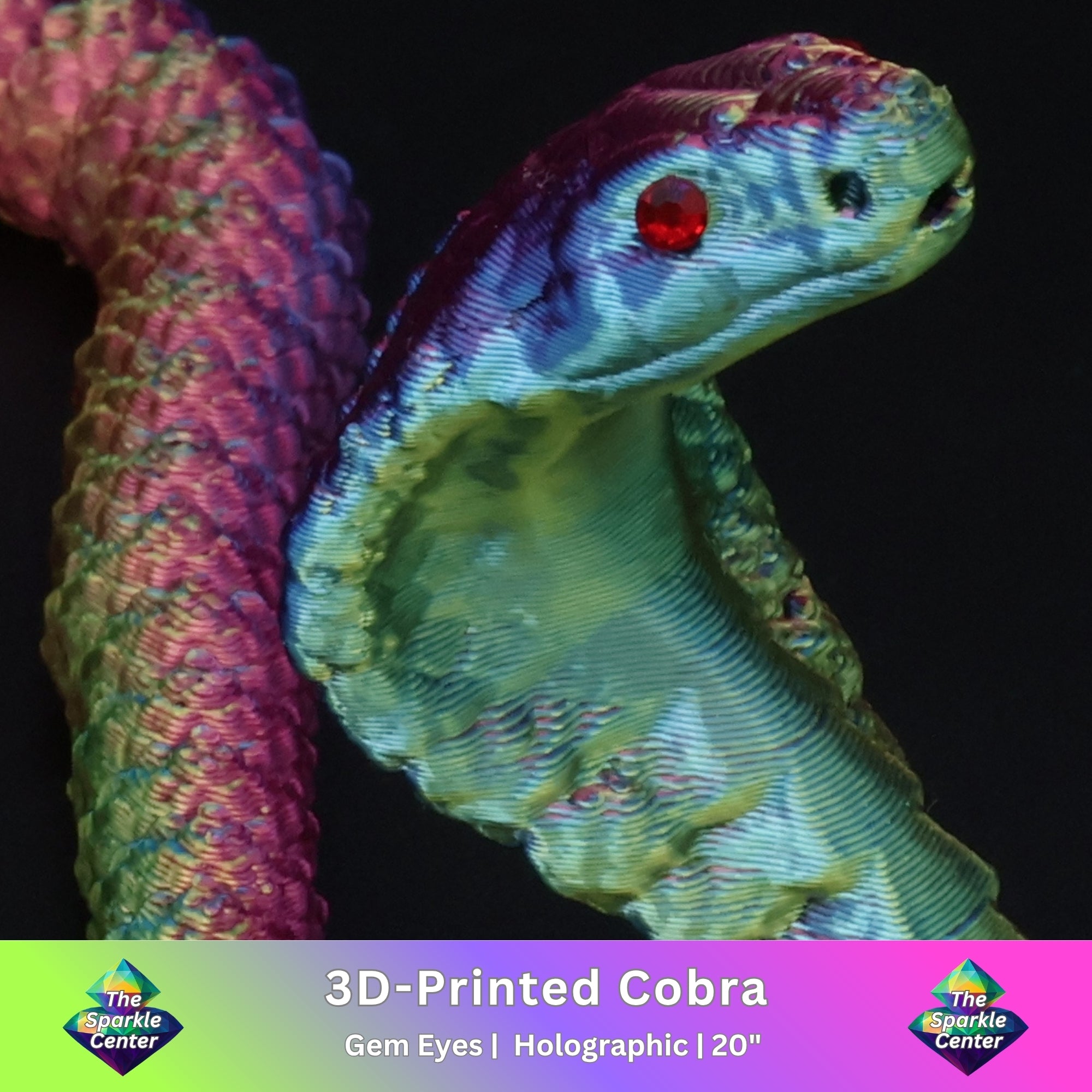 3D Printed Cobra w/ Gem Eyes