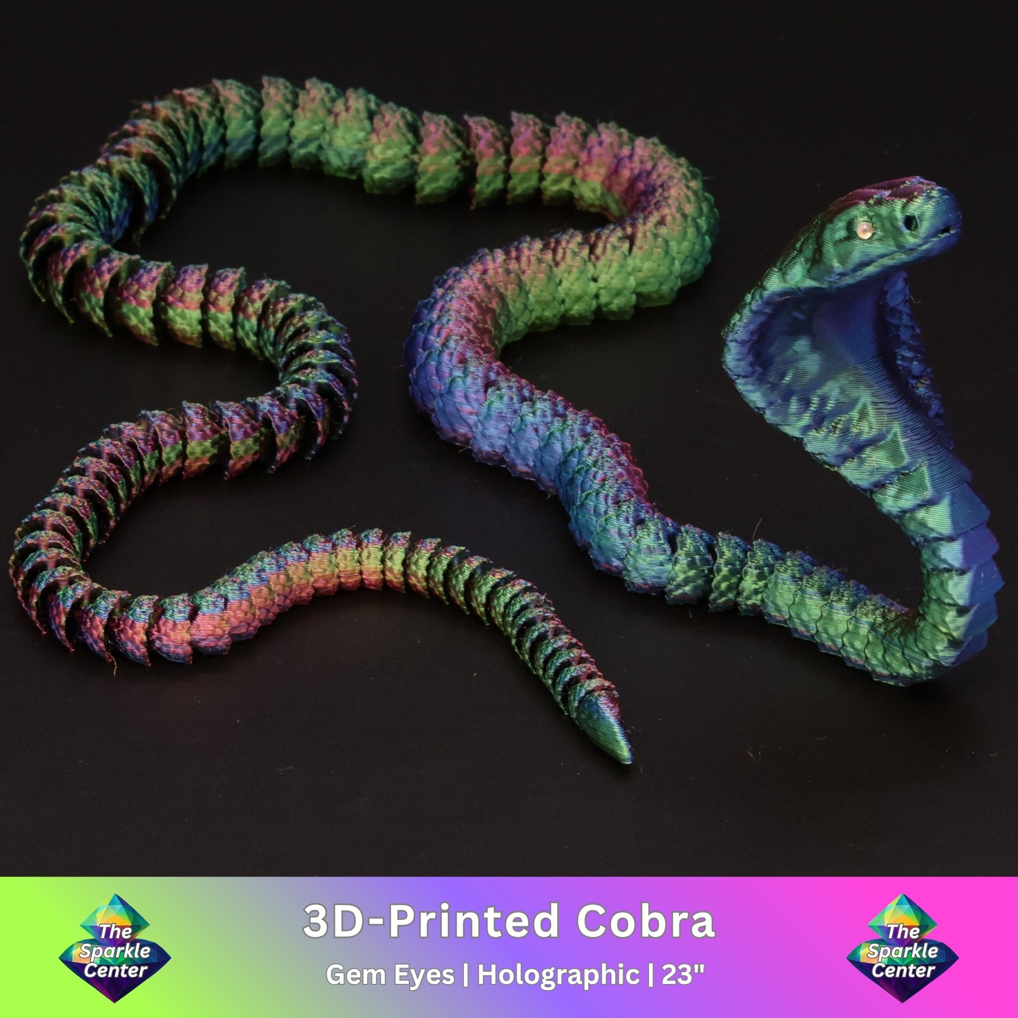 3D Printed Cobra w/ Gem Eyes