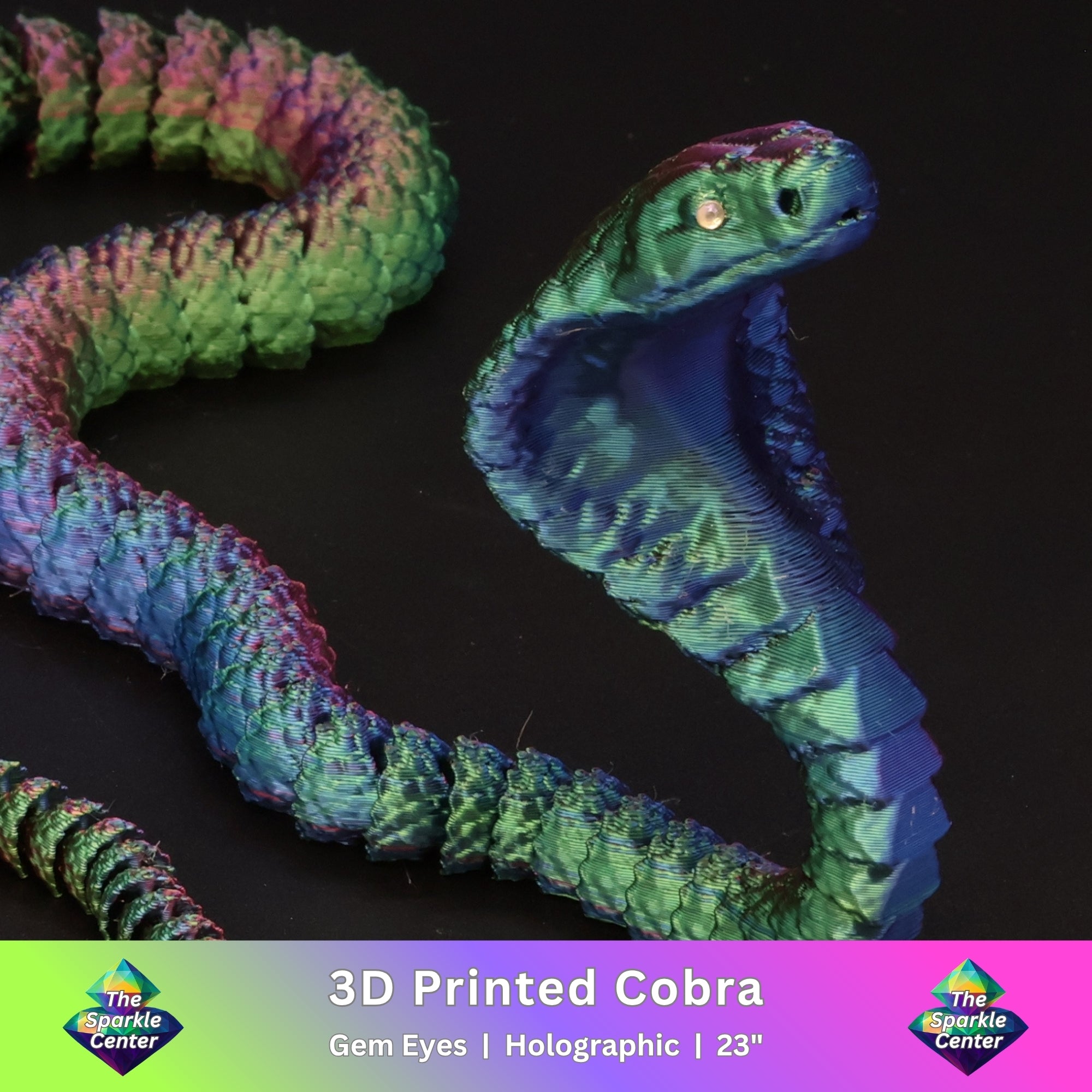 3D Printed Cobra w/ Gem Eyes