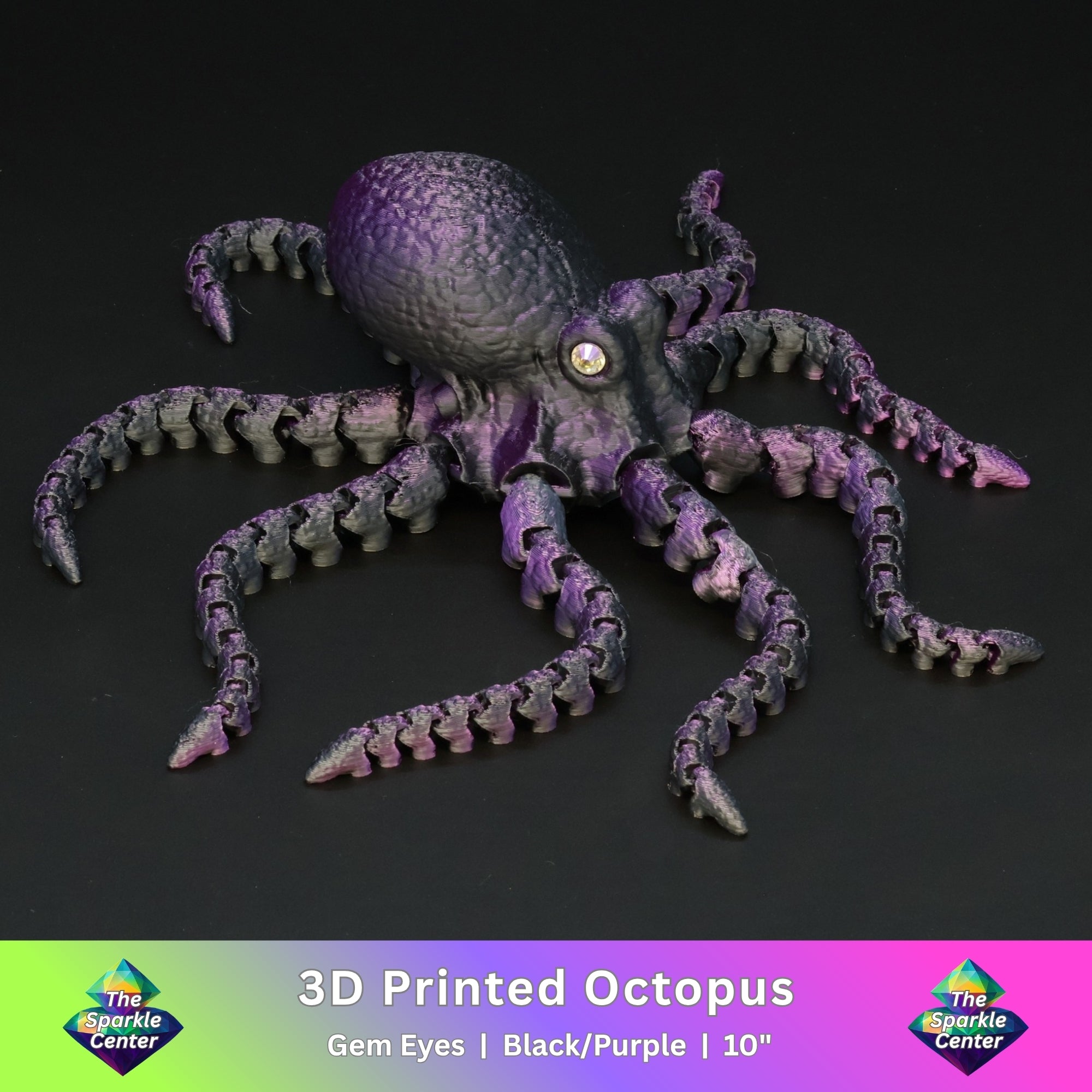3D Printed Octopus w/ Gem Eyes
