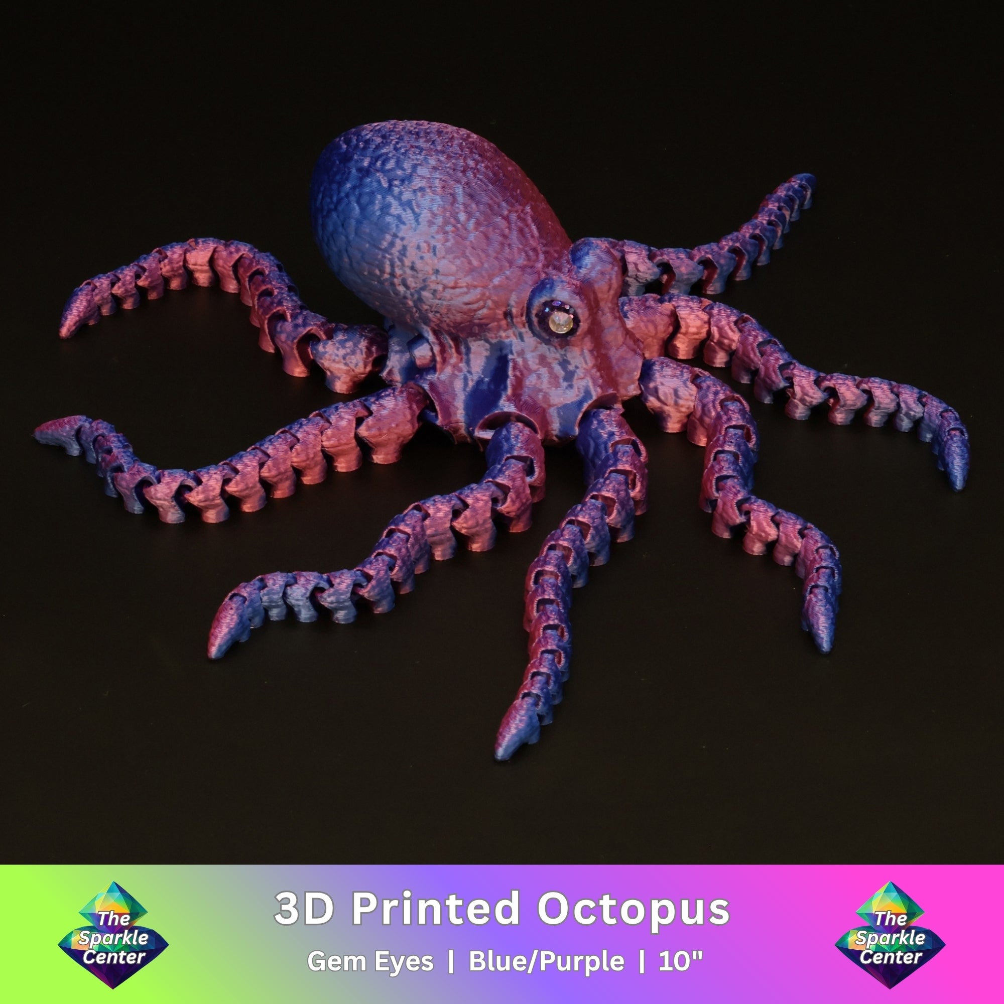 3D Printed Octopus w/ Gem Eyes