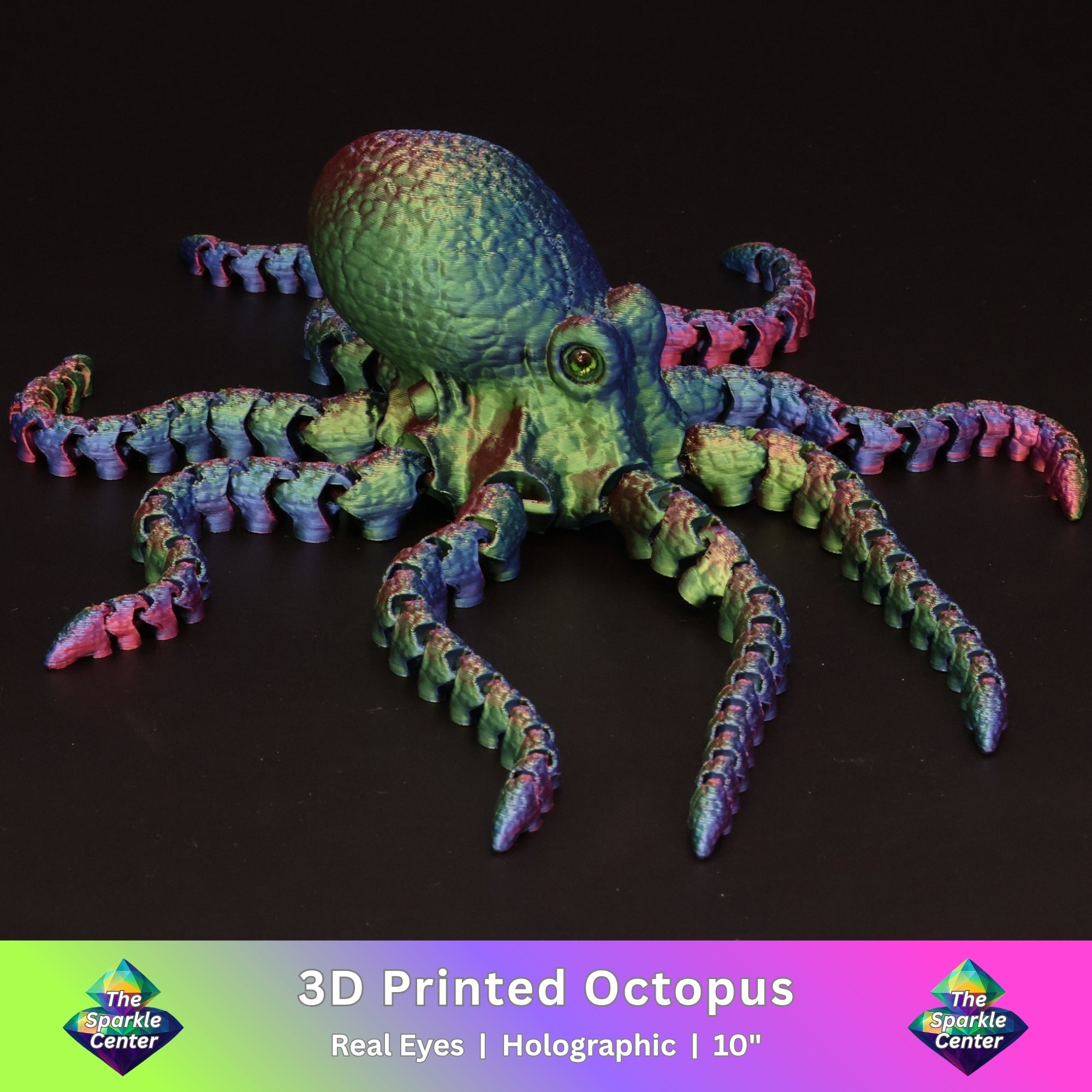 3D Printed Octopus w/ Gem Eyes