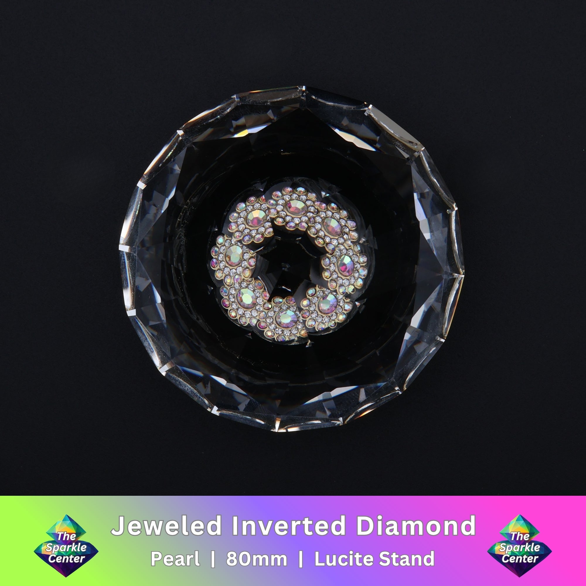 Jeweled Inverted Diamond with Lucite Stand