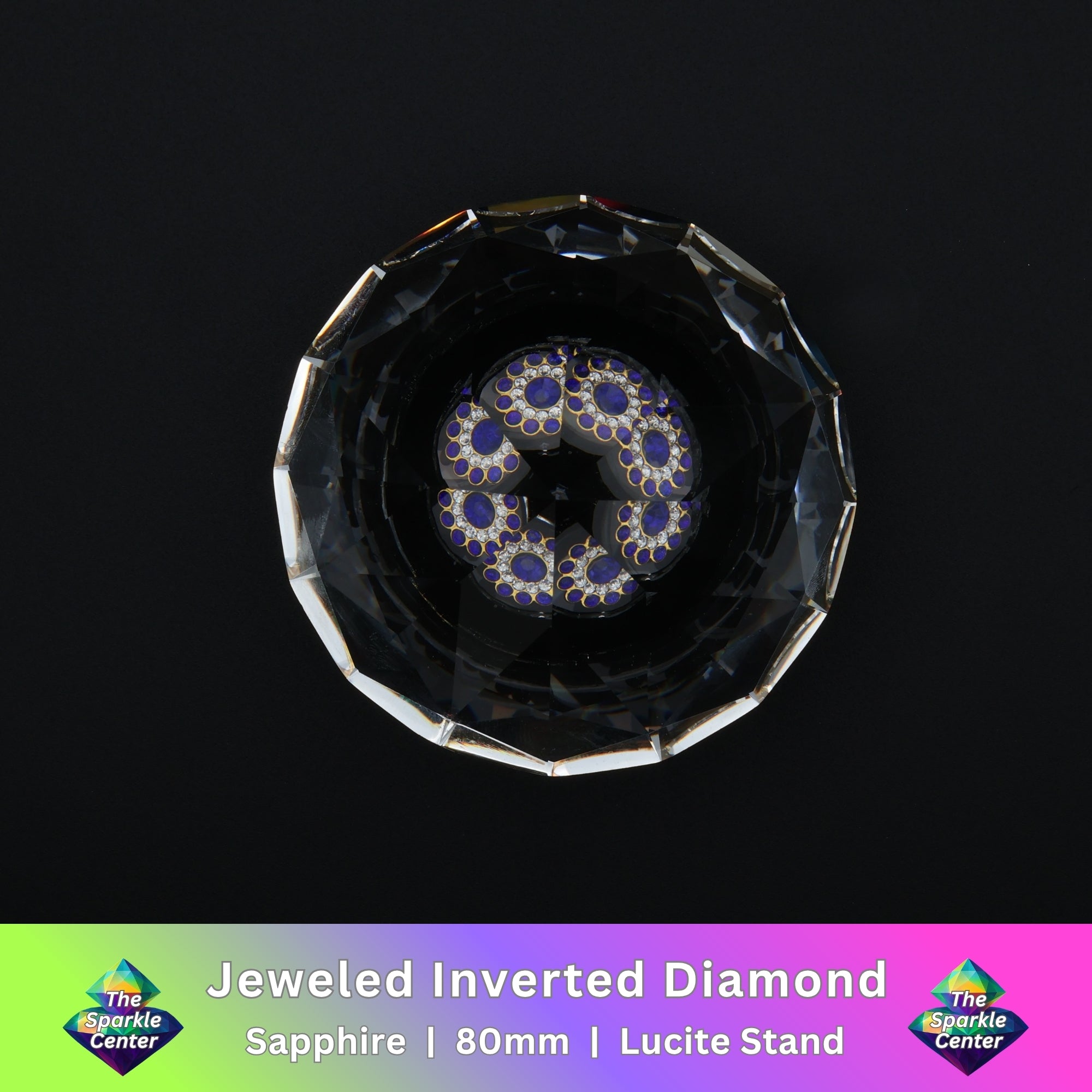 Jeweled Inverted Diamond on Lucite Stand