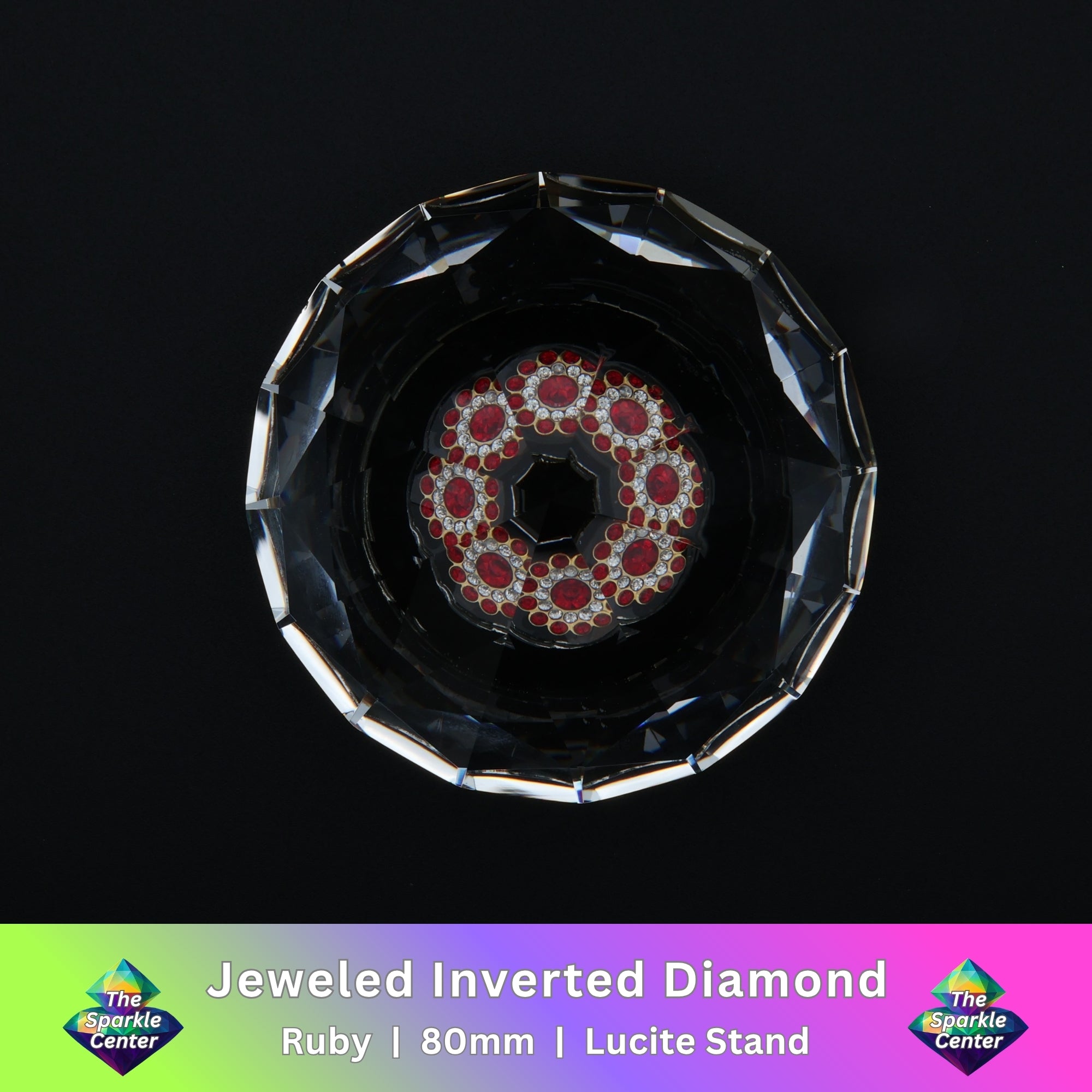 Jeweled Inverted Diamond on Lucite Stand