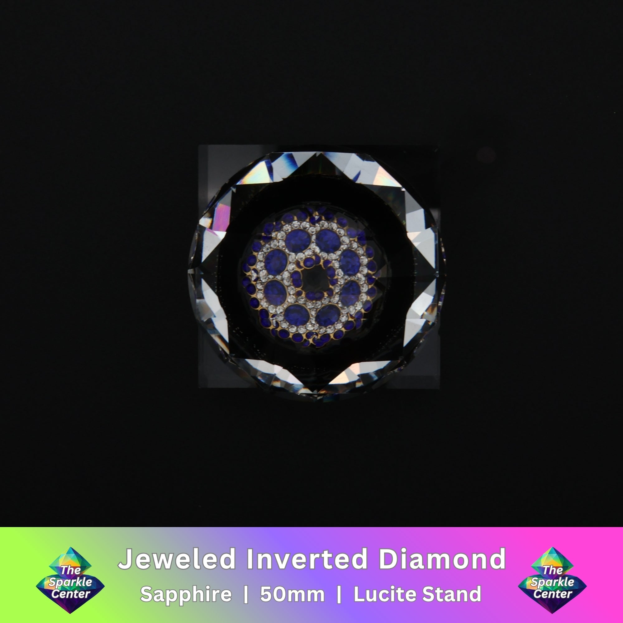 Jeweled Inverted Diamond on Lucite Stand