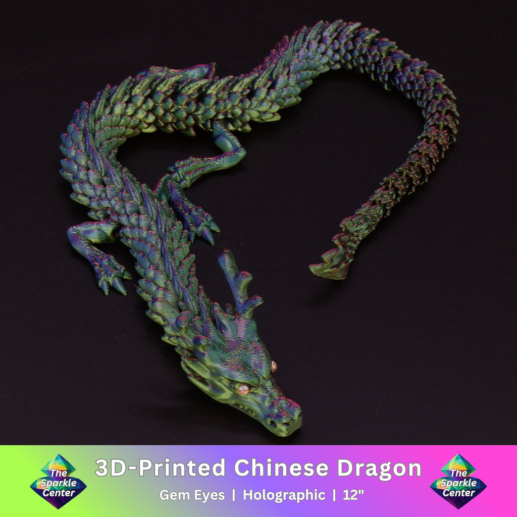 3D Printed Chinese Dragon w/ Gem Eyes