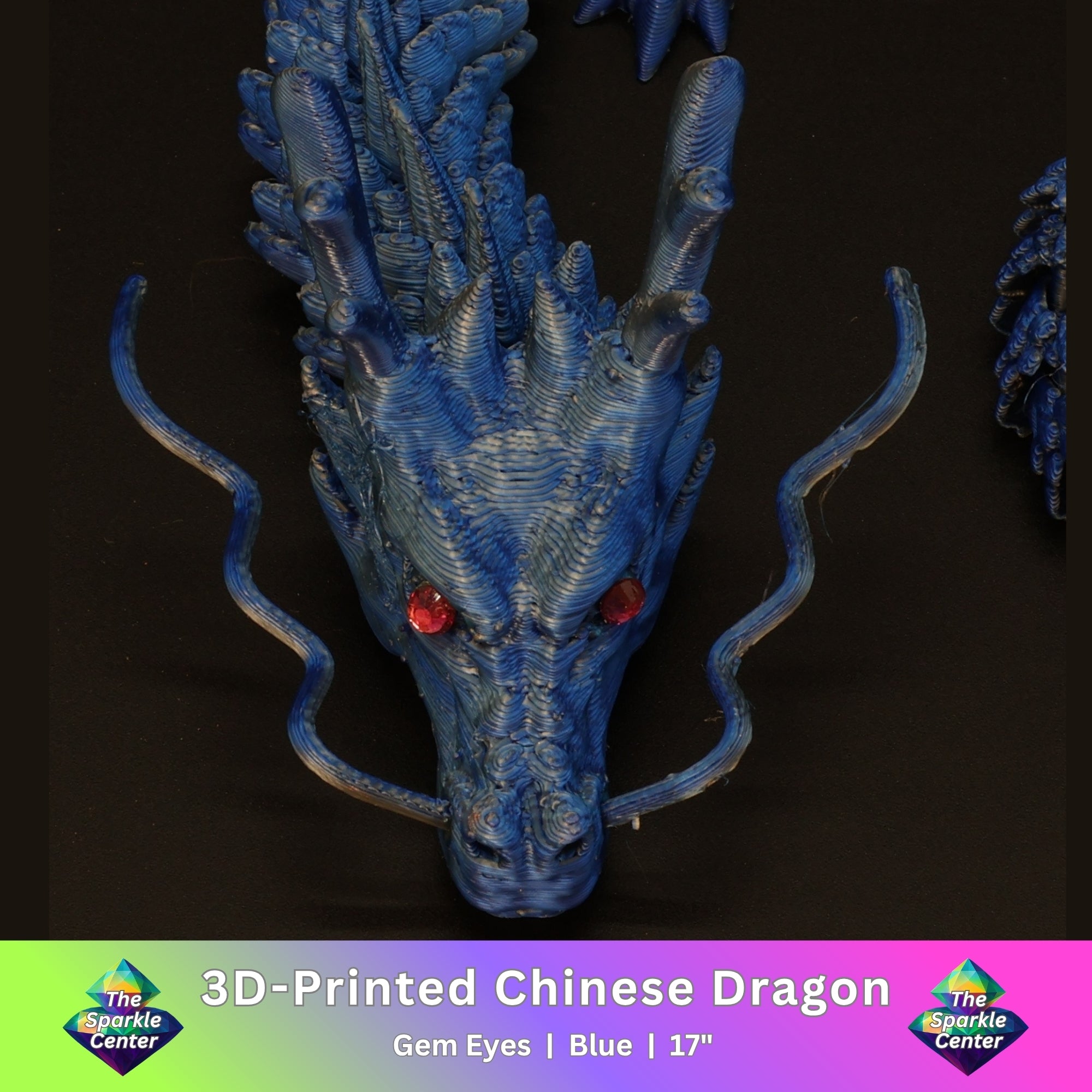 3D Printed Chinese Dragon w/ Gem Eyes