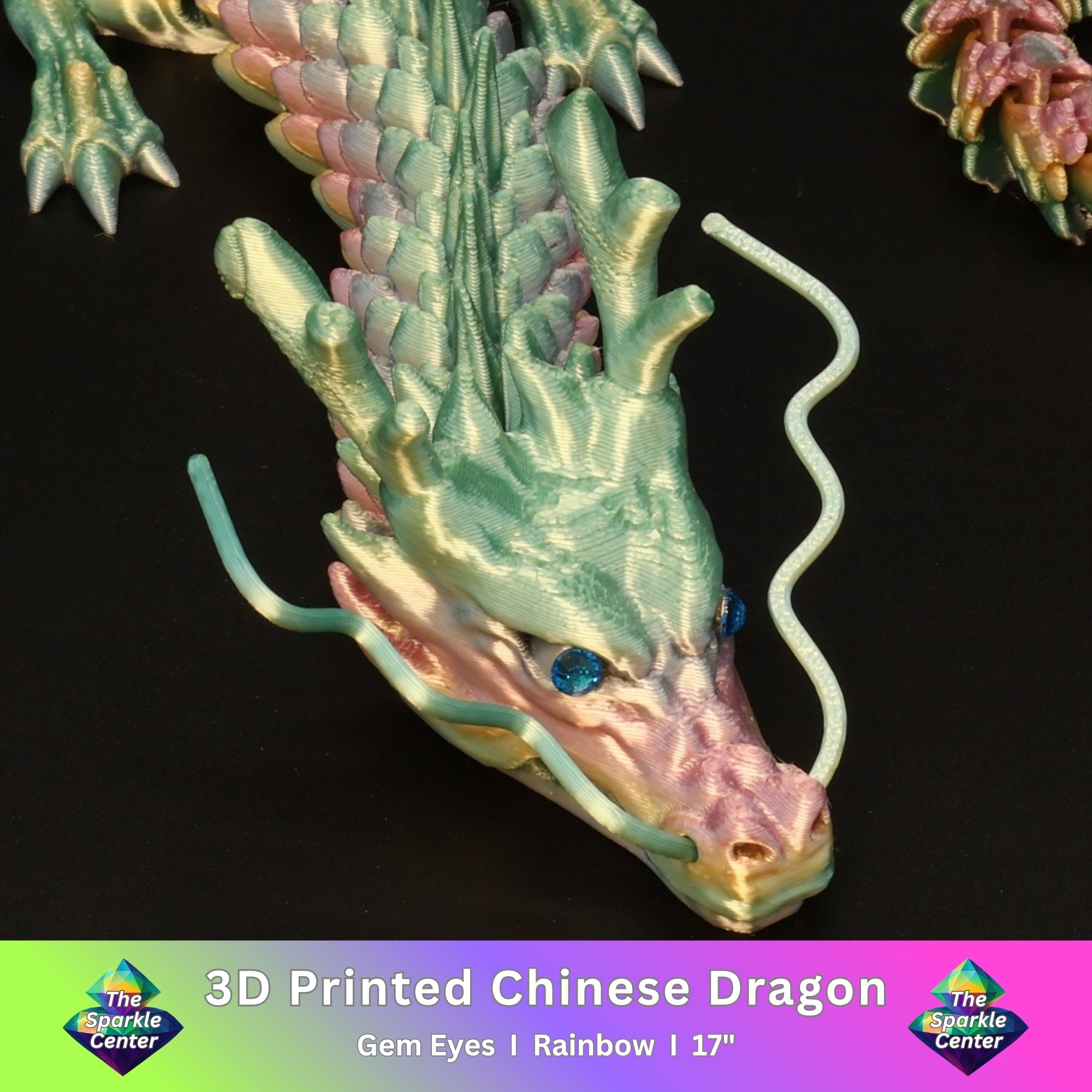 3D Printed Chinese Dragon w/ Gem Eyes