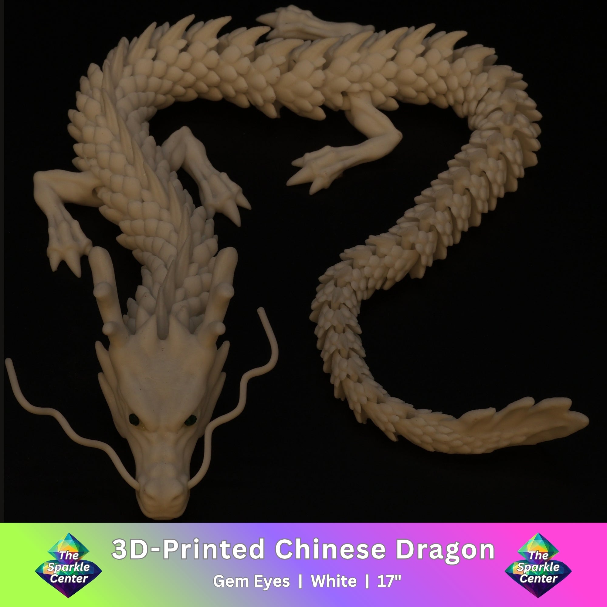 3D Printed Chinese Dragon w/ Gem Eyes