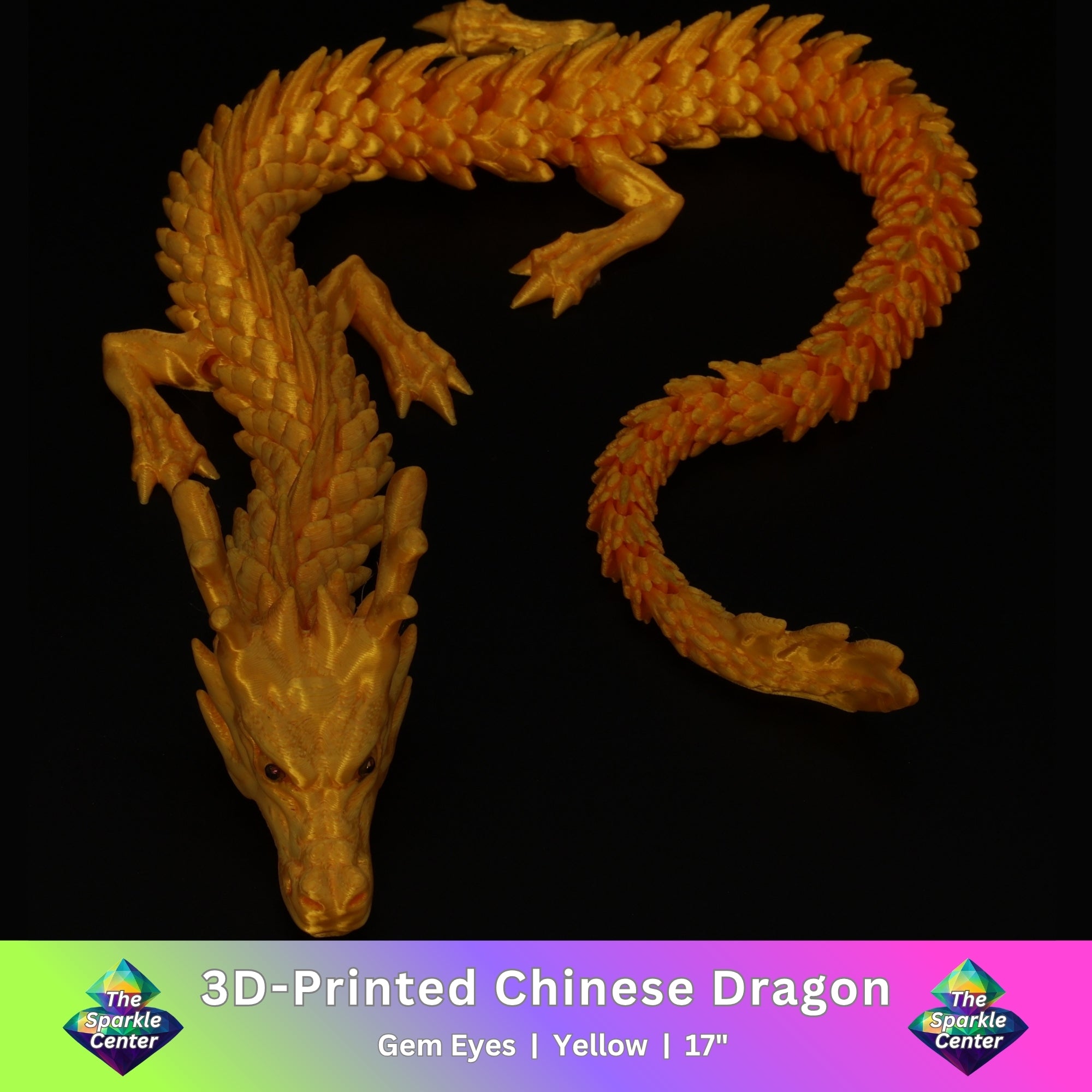 3D Printed Chinese Dragon w/ Gem Eyes