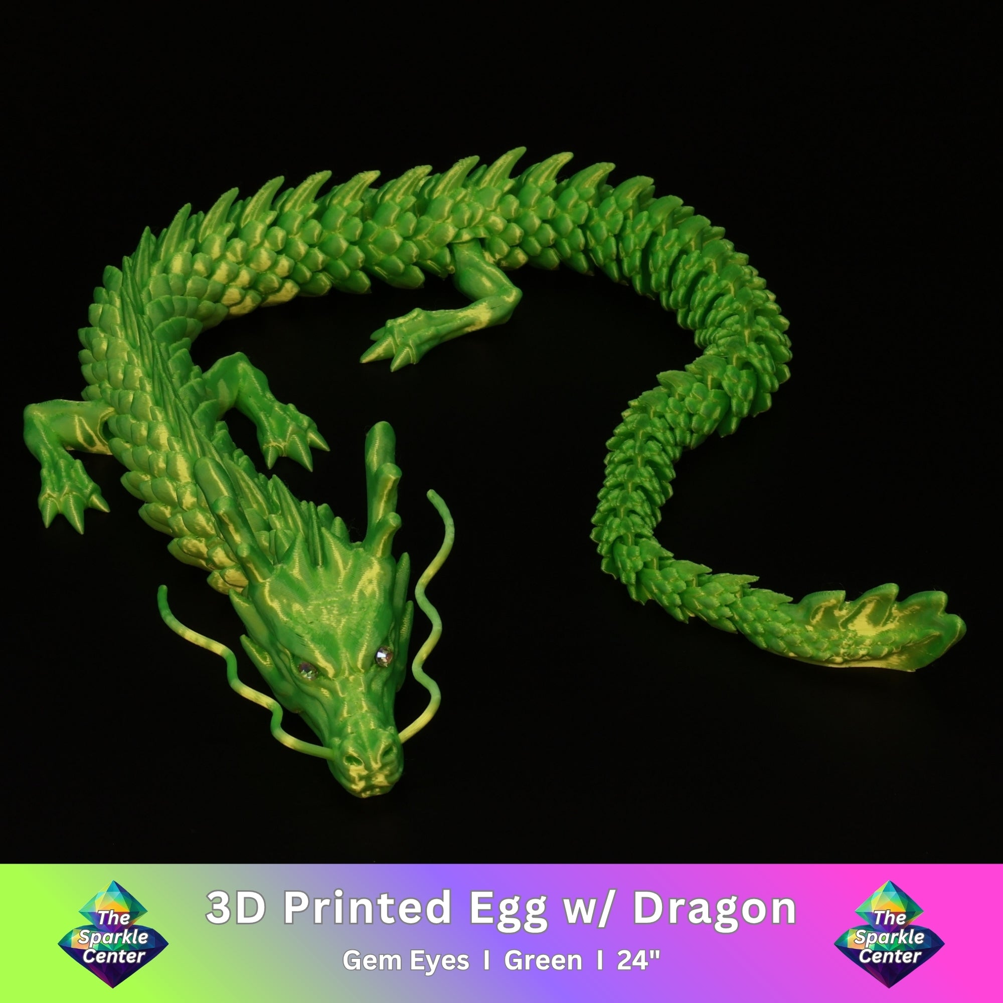 3D Printed Chinese Dragon w/ Gem Eyes