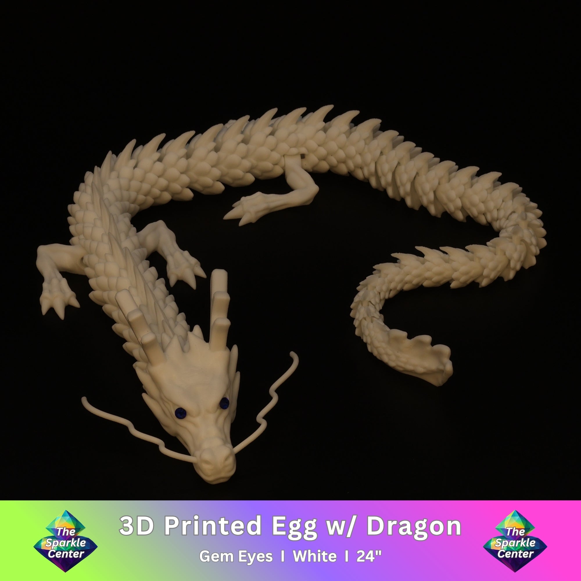 3D Printed Chinese Dragon w/ Gem Eyes