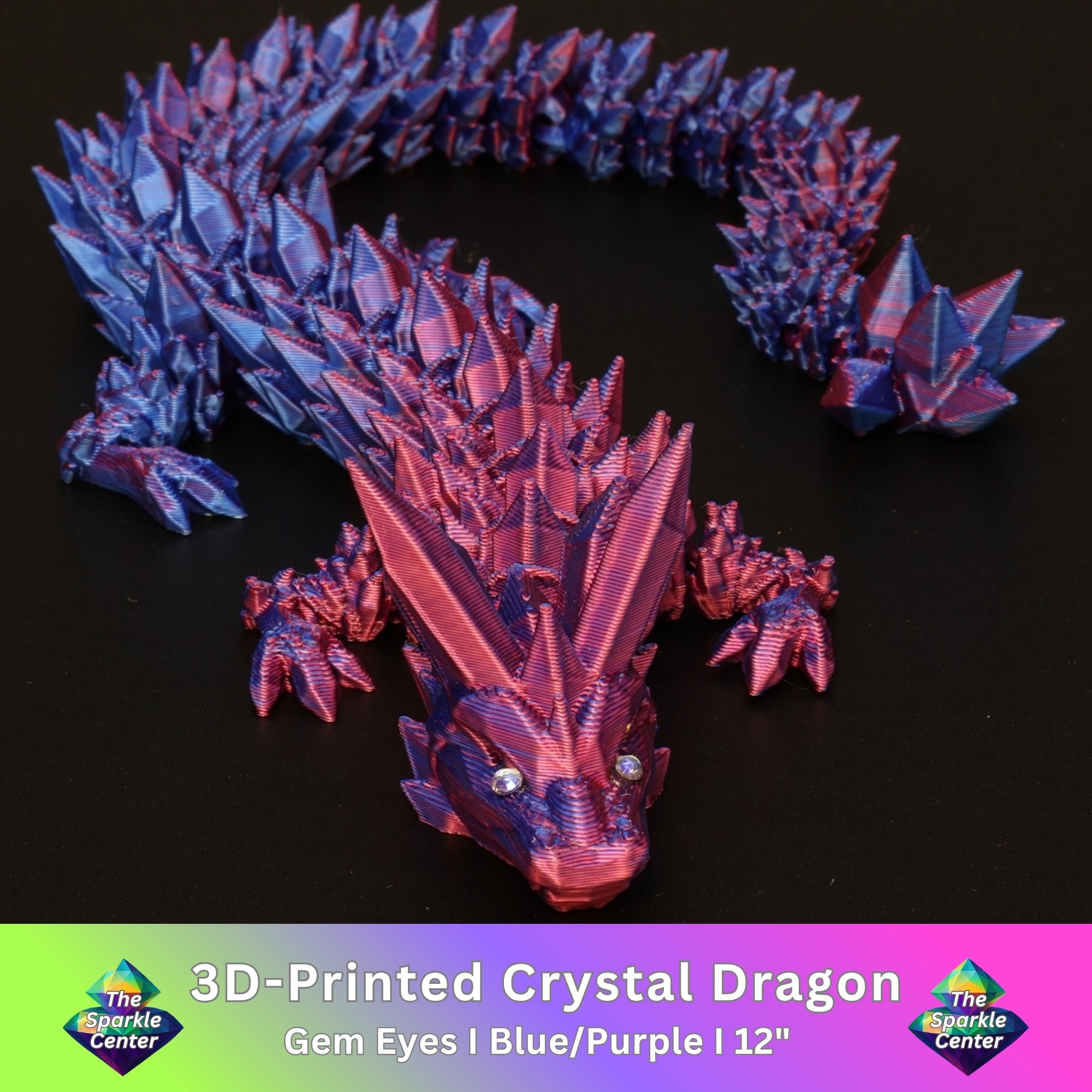 3D Printed Crystal Dragon w/ Gem Eyes