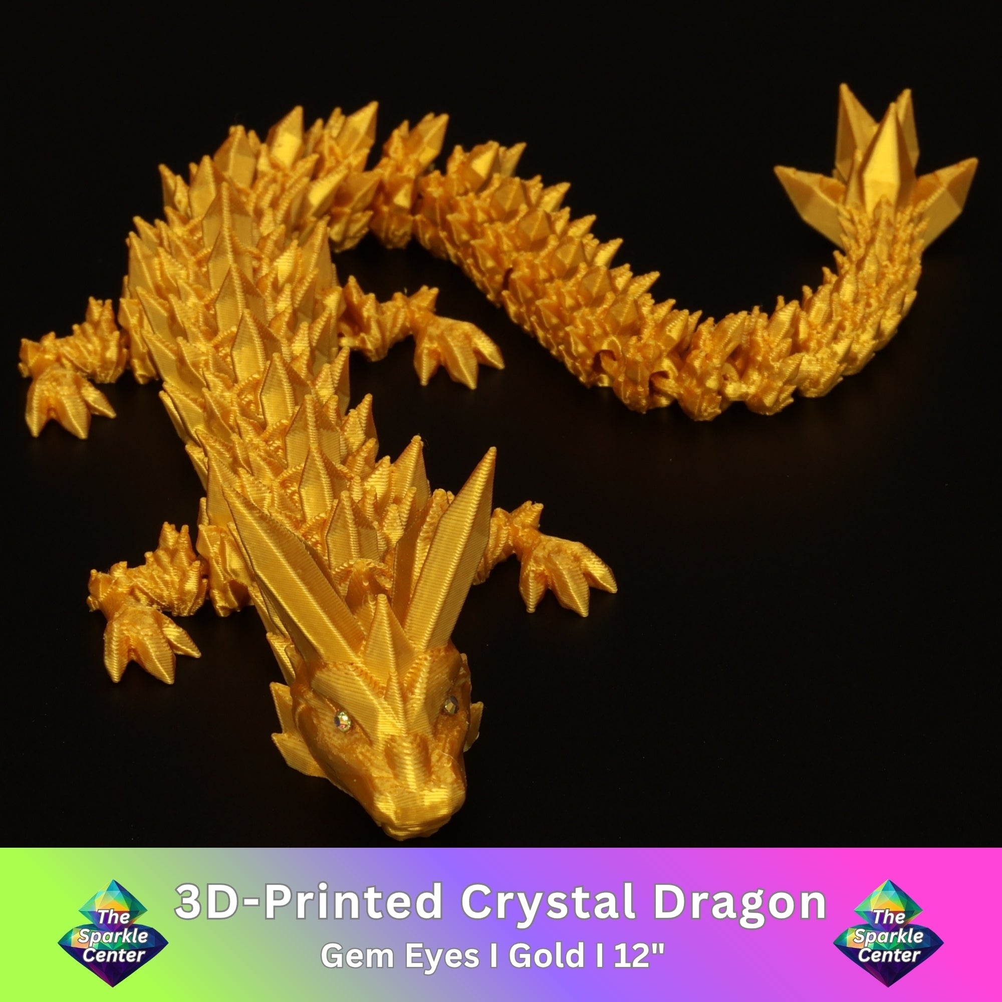 3D Printed Crystal Dragon w/ Gem Eyes