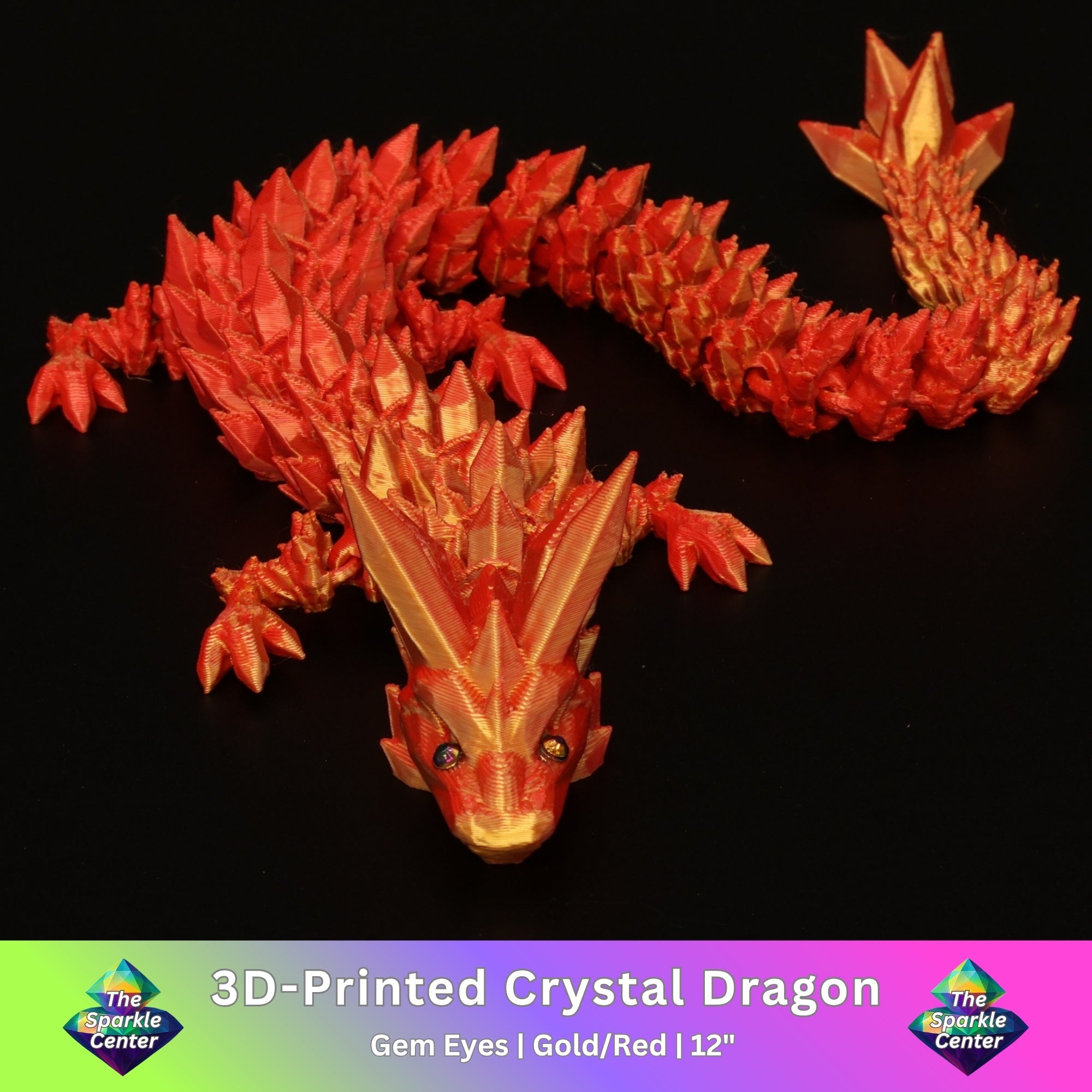 3D Printed Crystal Dragon w/ Gem Eyes