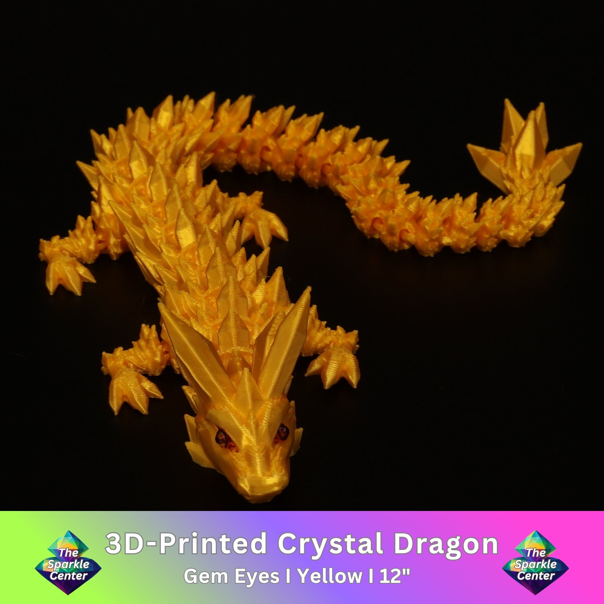 3D Printed Crystal Dragon w/ Gem Eyes