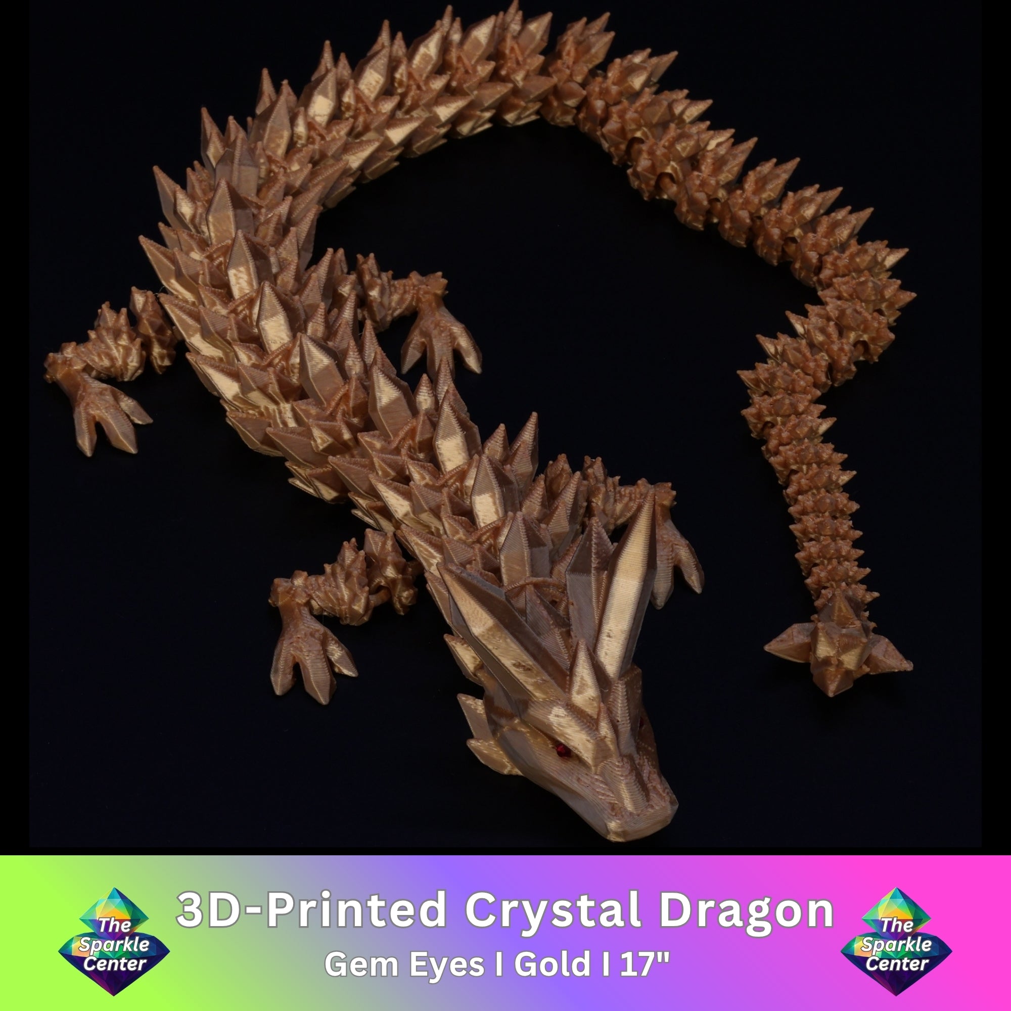 3D Printed Crystal Dragon w/ Gem Eyes