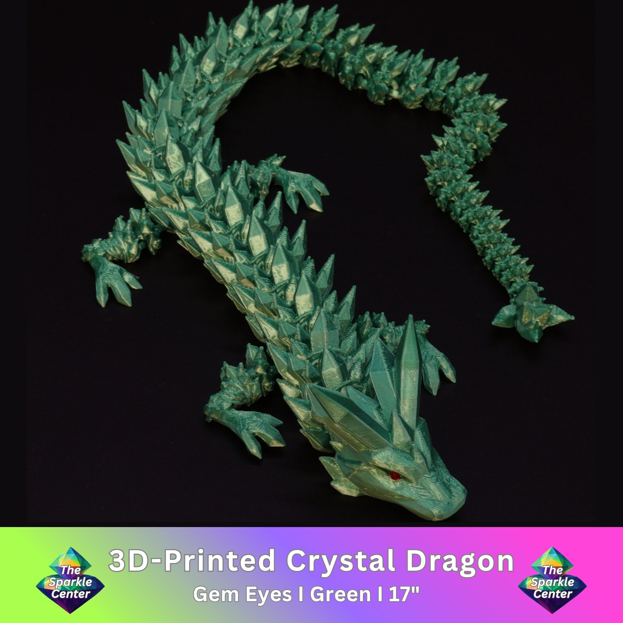 3D Printed Crystal Dragon w/ Gem Eyes