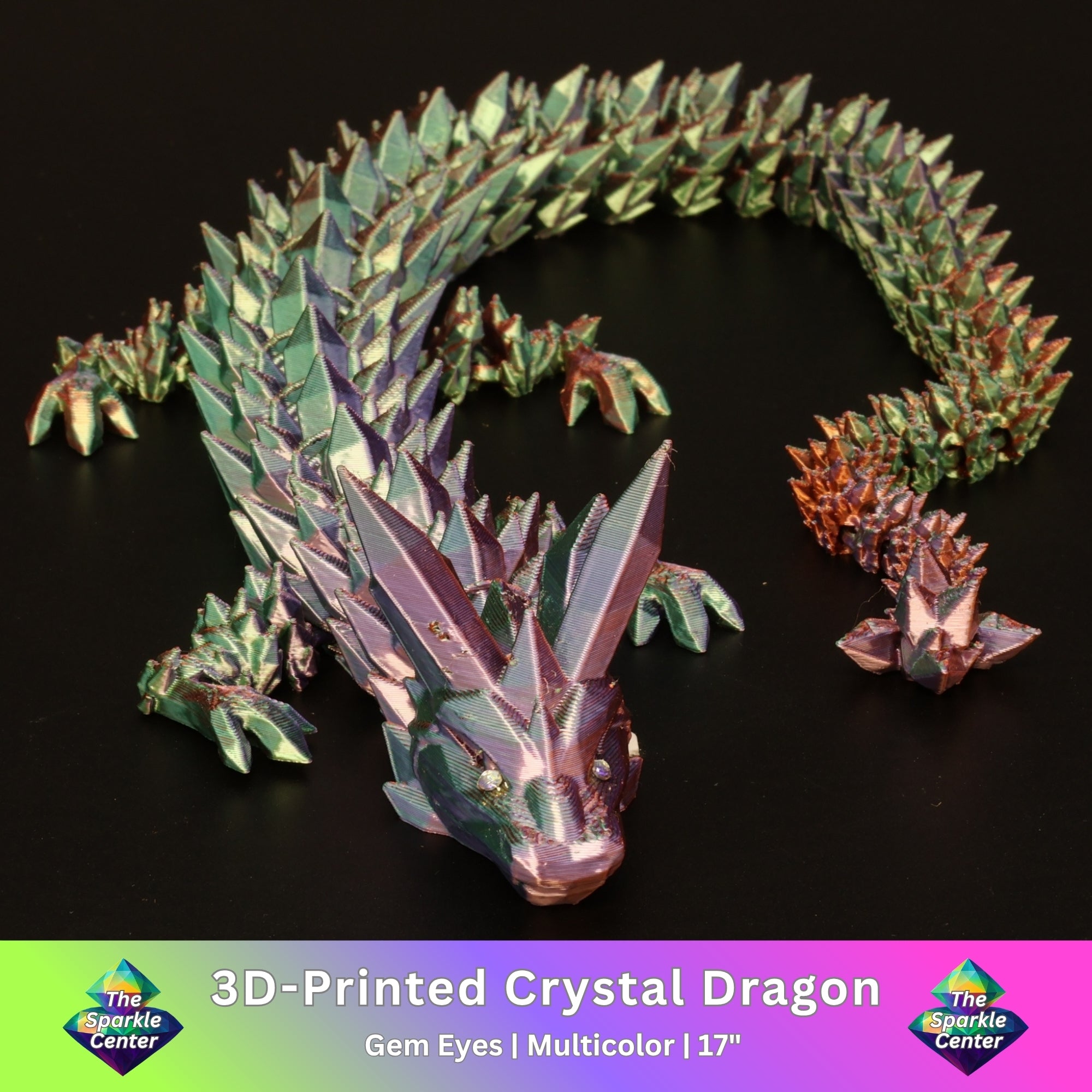3D Printed Crystal Dragon w/ Gem Eyes