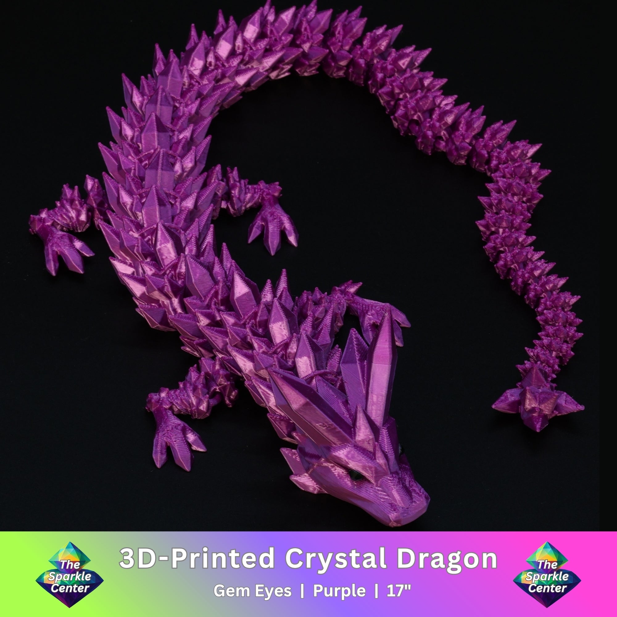 3D Printed Crystal Dragon w/ Gem Eyes
