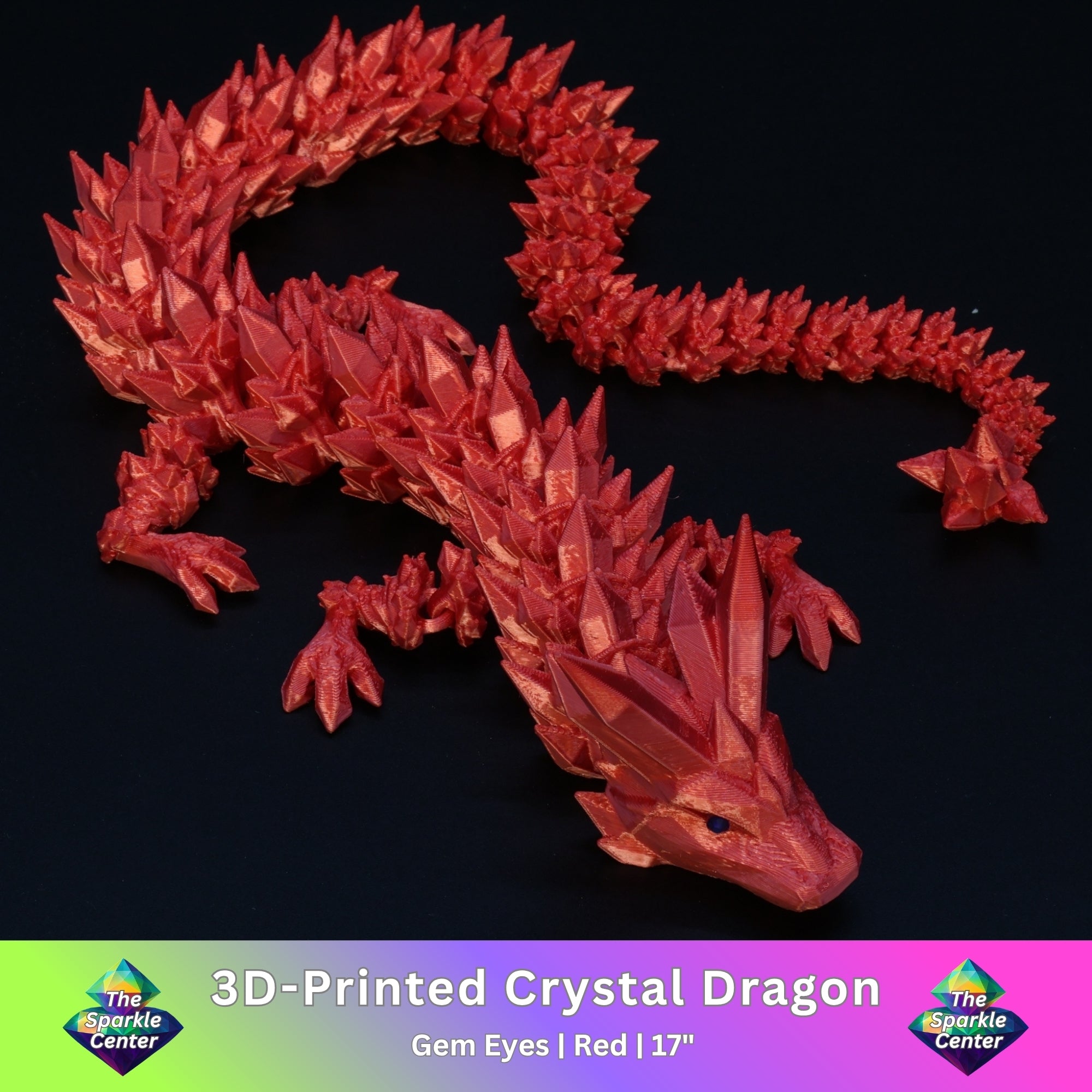 3D Printed Crystal Dragon w/ Gem Eyes