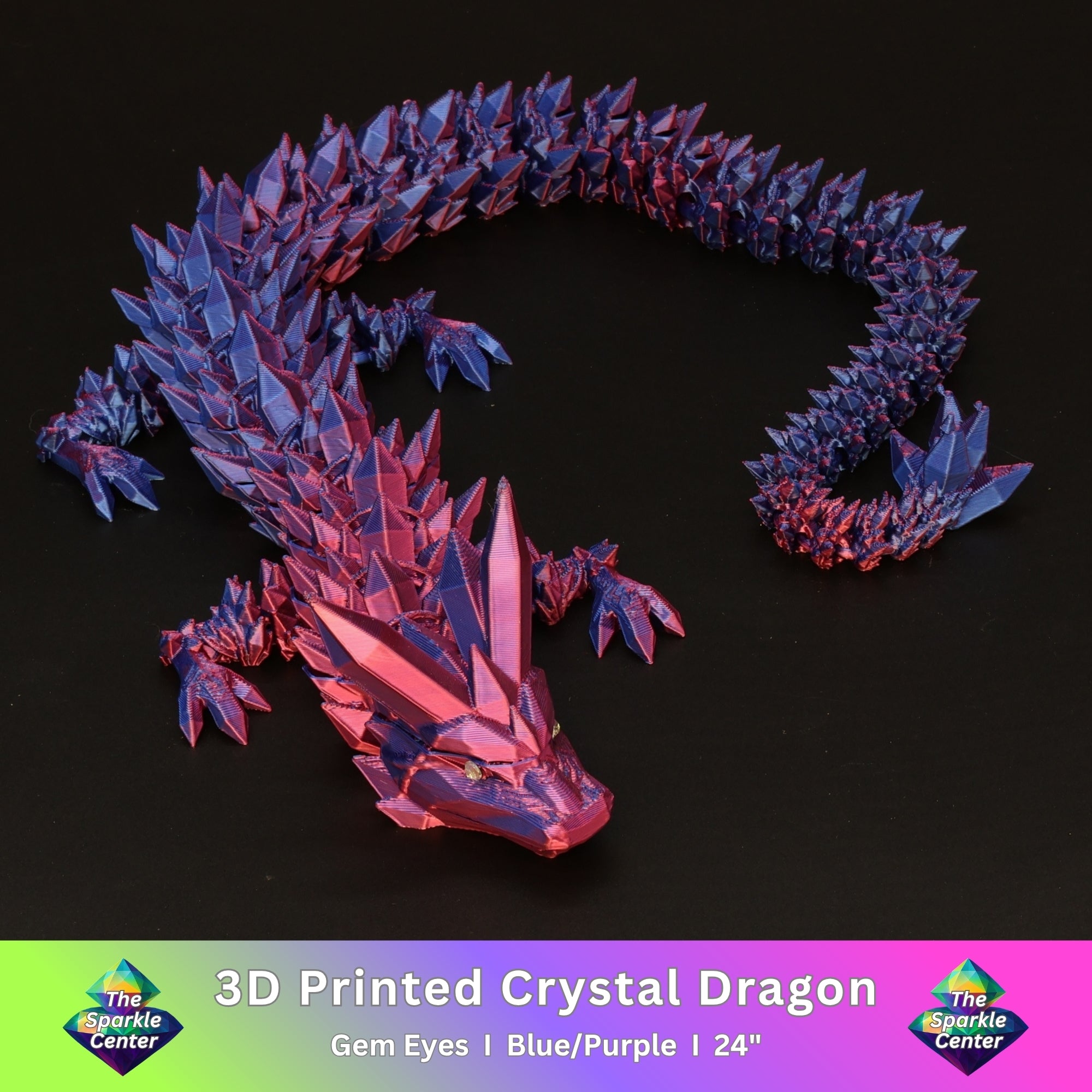 3D Printed Crystal Dragon w/ Gem Eyes