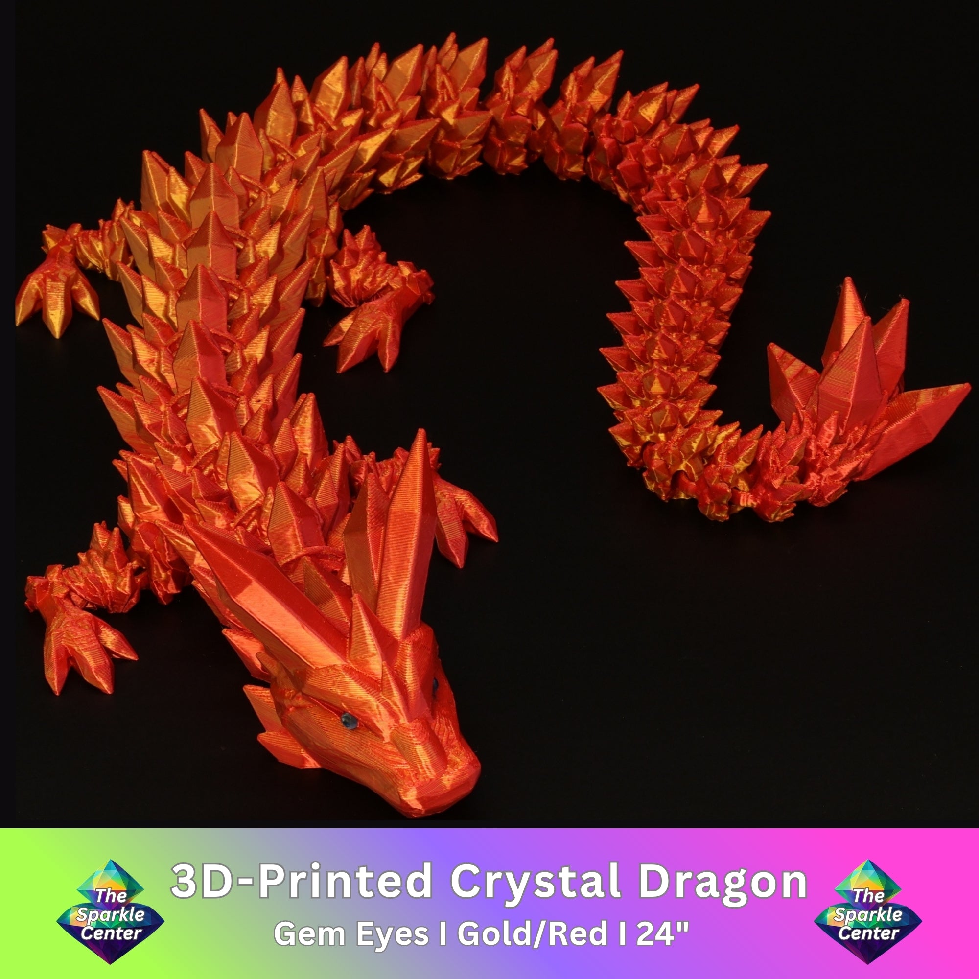 3D Printed Crystal Dragon w/ Gem Eyes