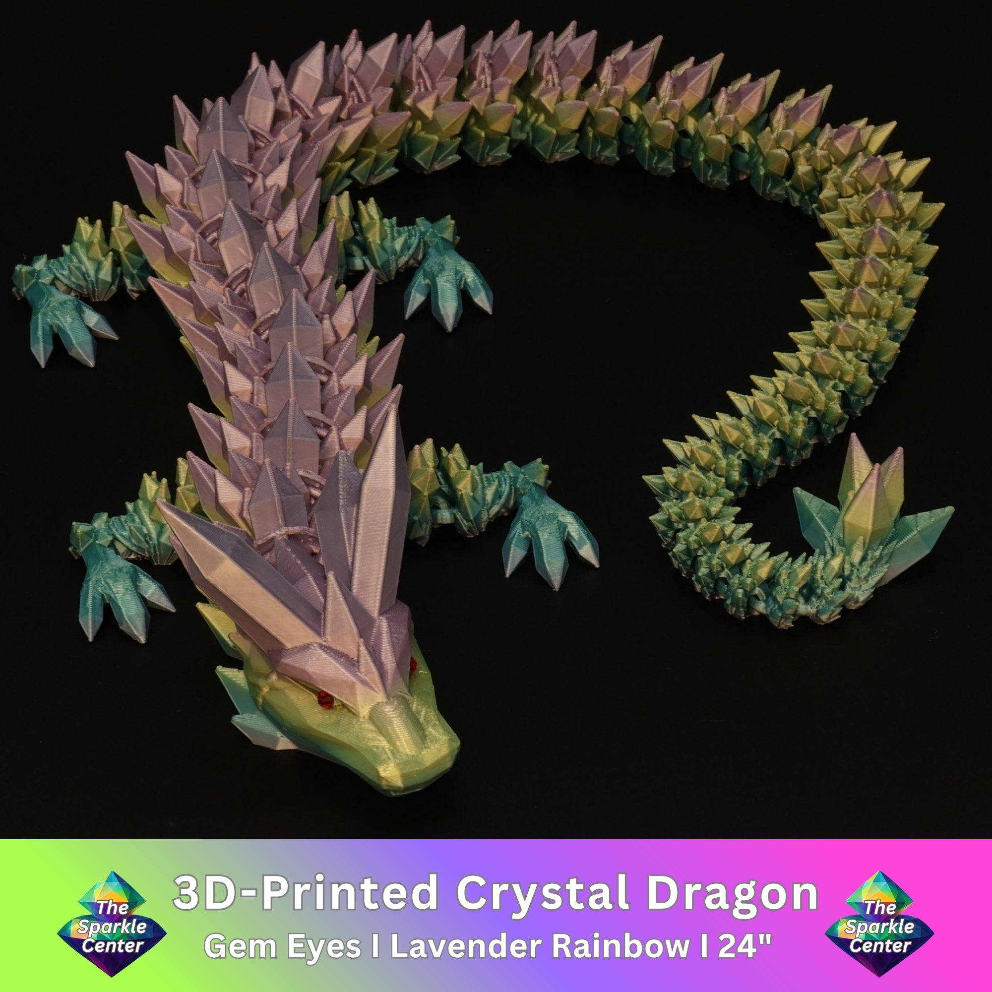 3D Printed Crystal Dragon w/ Gem Eyes