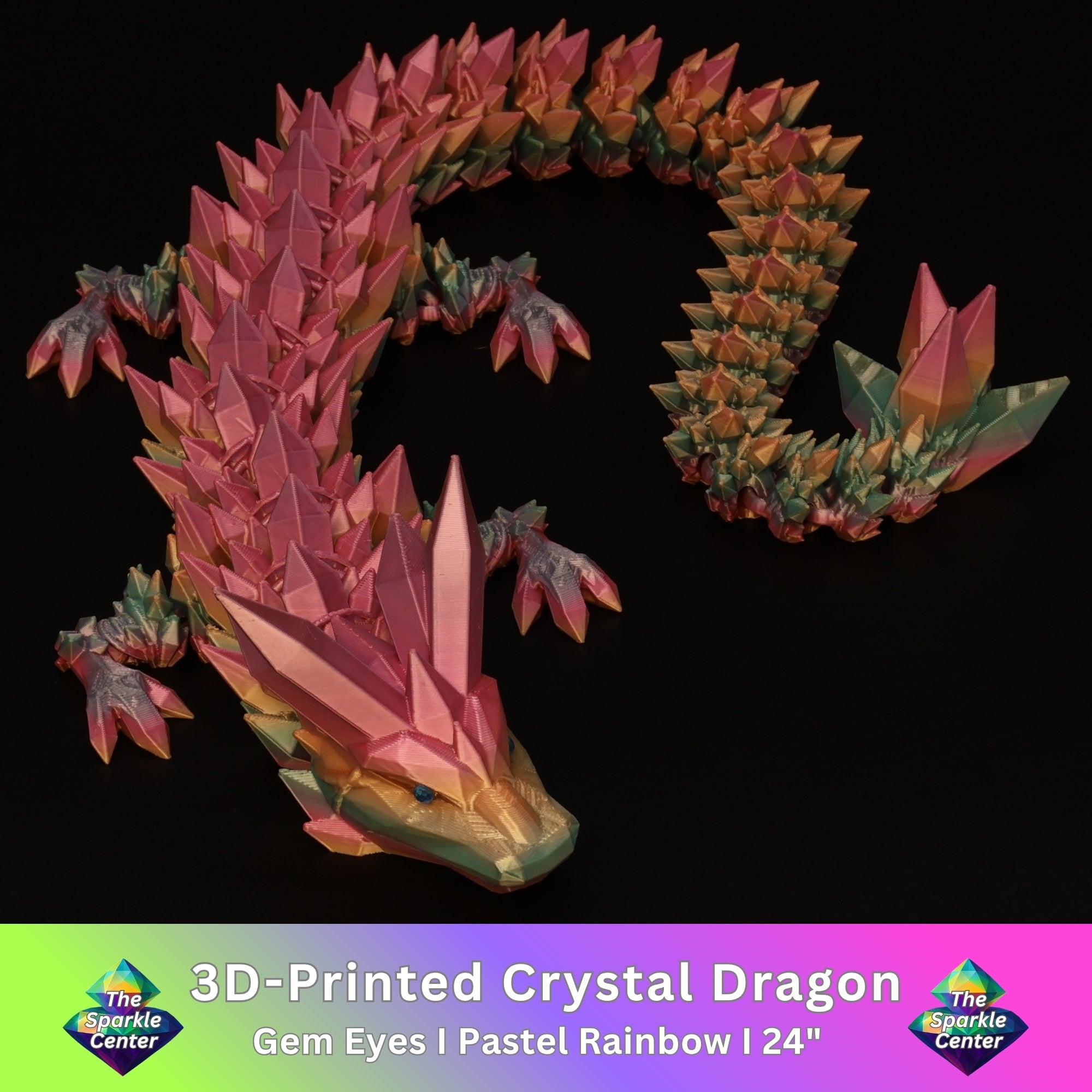 3D Printed Crystal Dragon w/ Gem Eyes