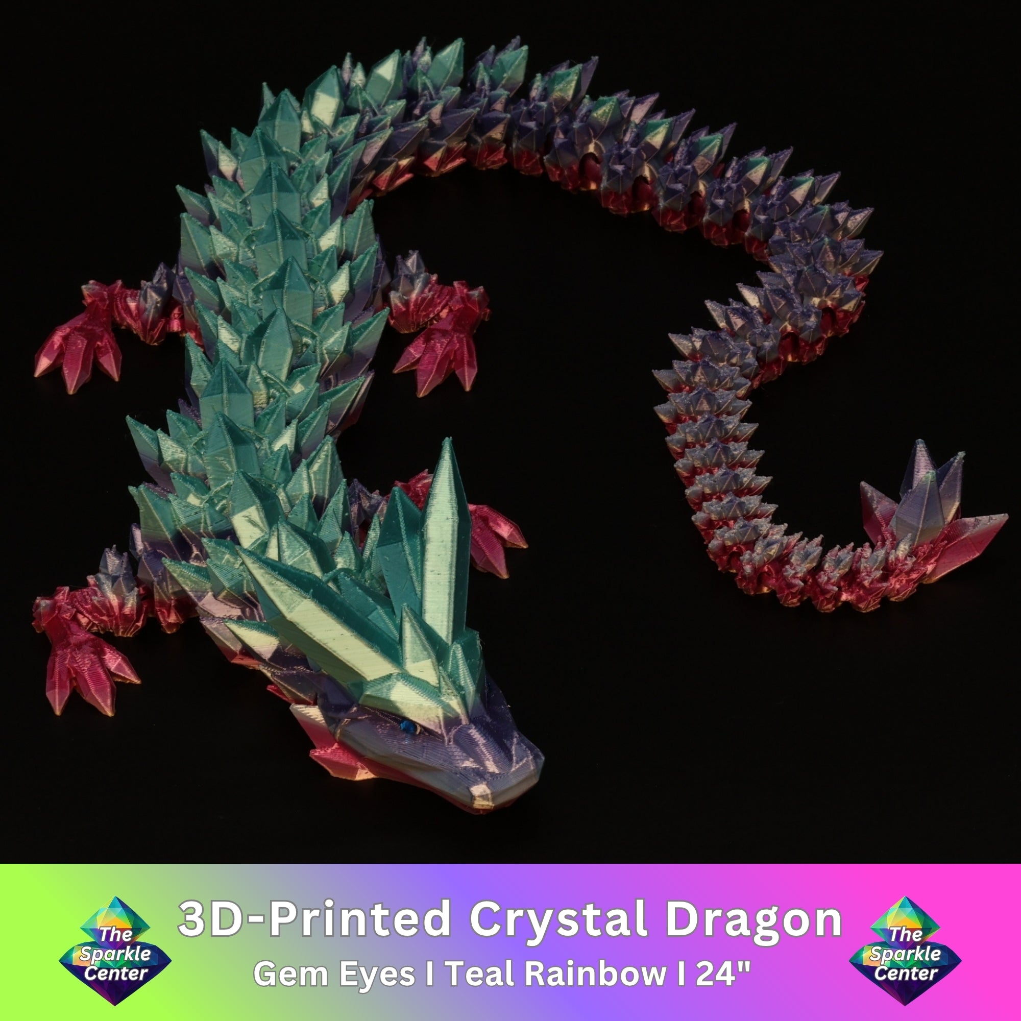 3D Printed Crystal Dragon w/ Gem Eyes