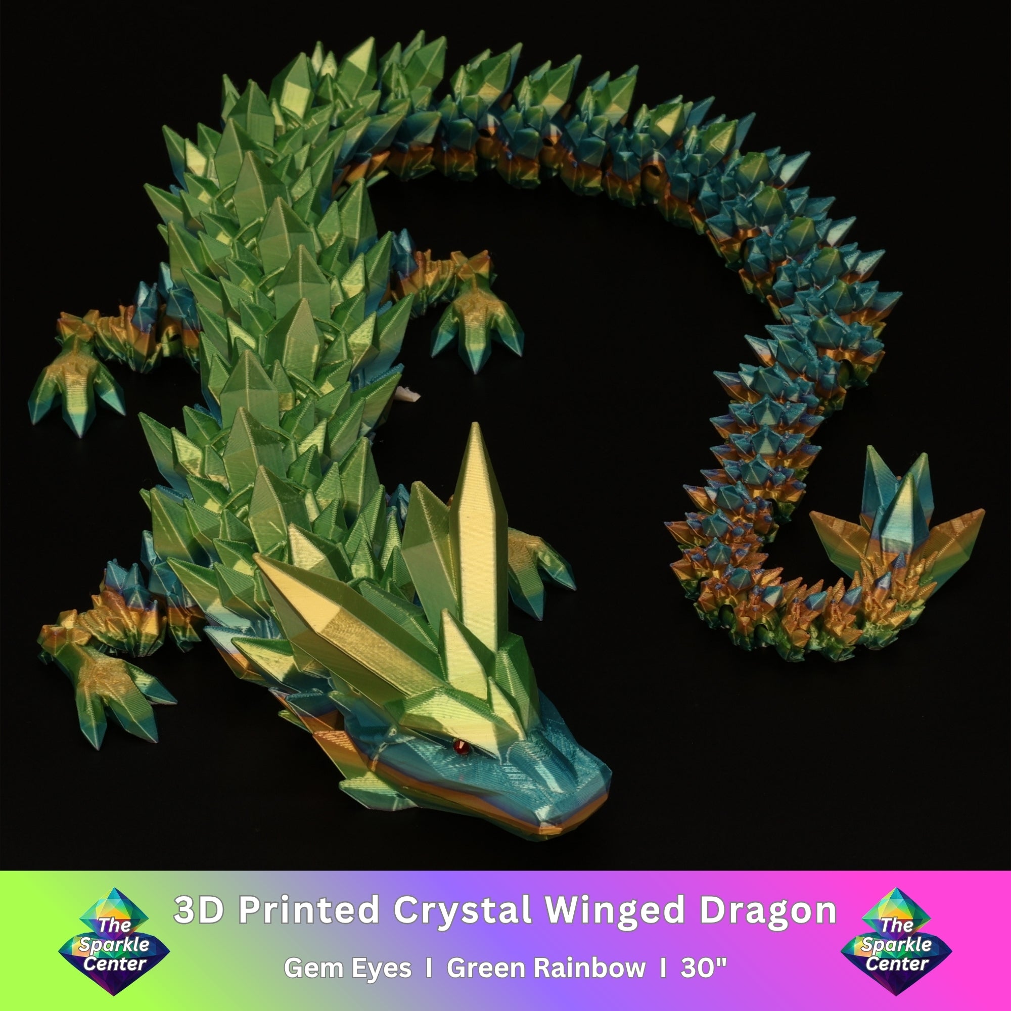 3D Printed Crystal Dragon w/ Gem Eyes