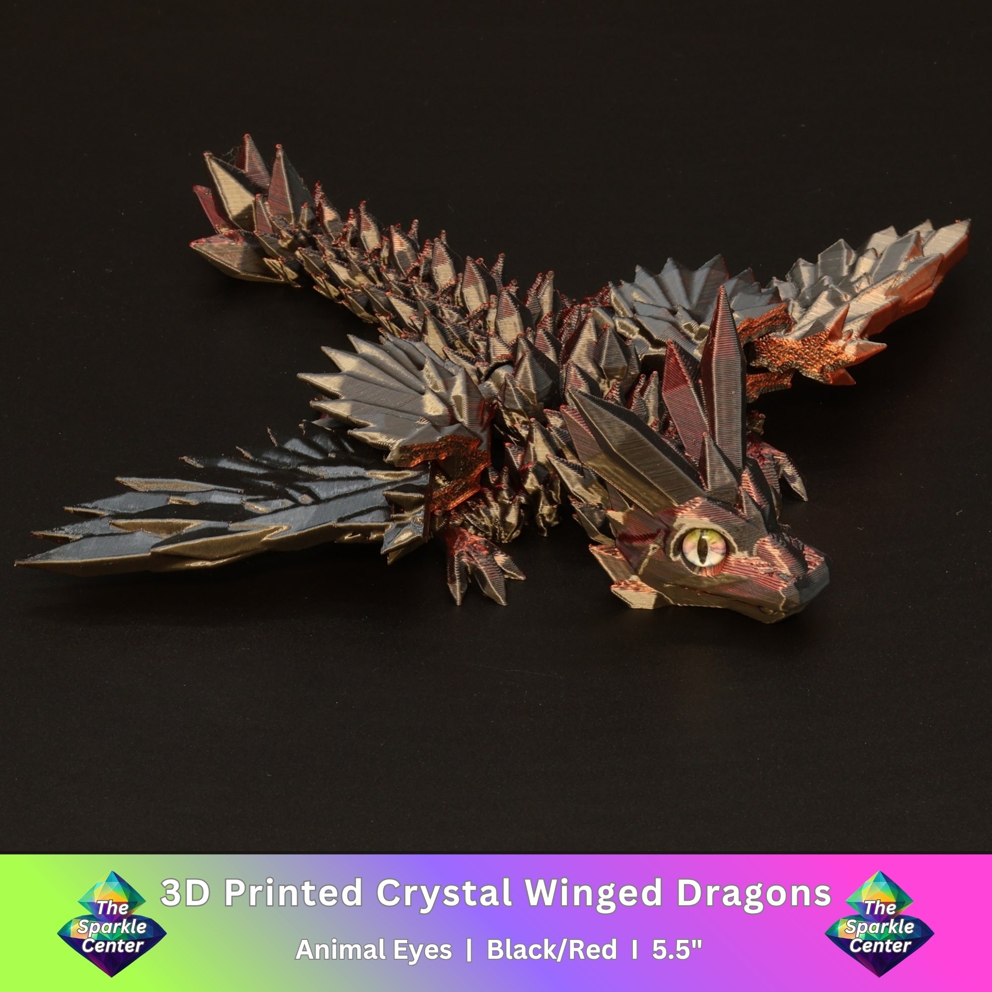 3D Printed Crystal-Winged Dragon w/ Animal Eyes