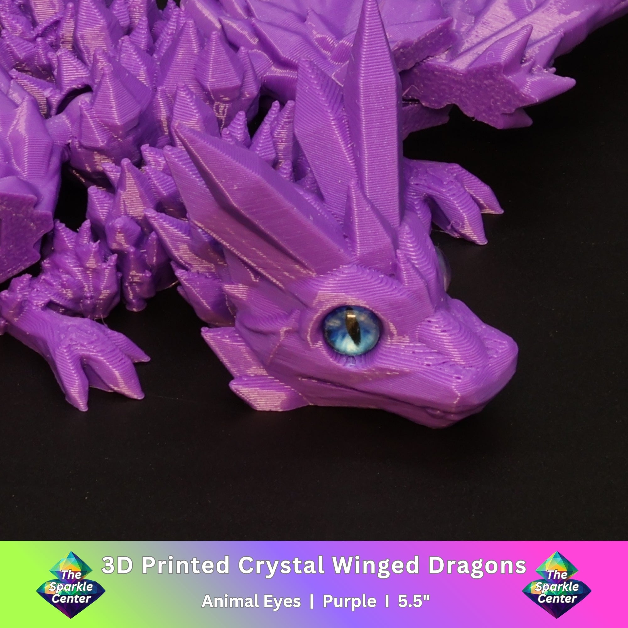 3D Printed Crystal-Winged Dragon w/ Animal Eyes