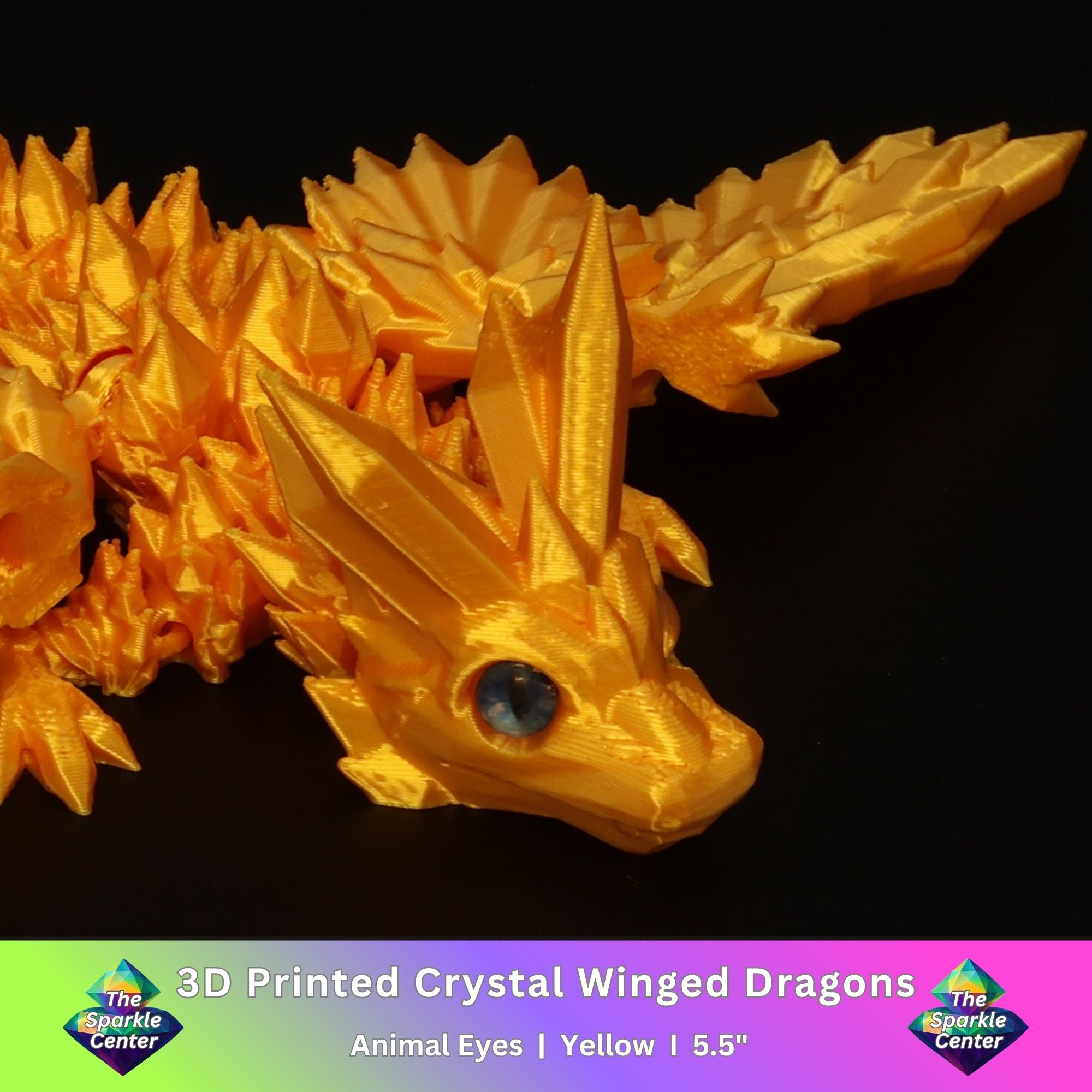 3D Printed Crystal-Winged Dragon w/ Animal Eyes