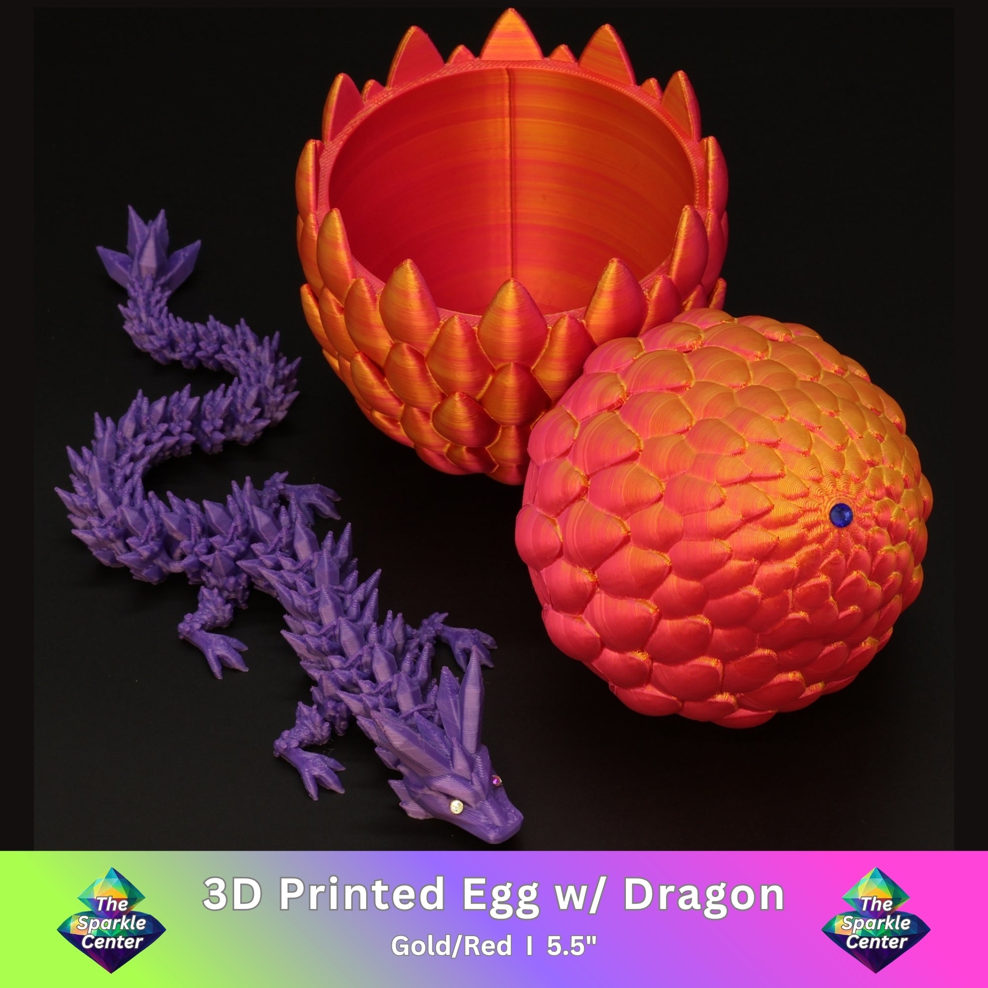 3D Printed Dragon Egg w/ Dragon