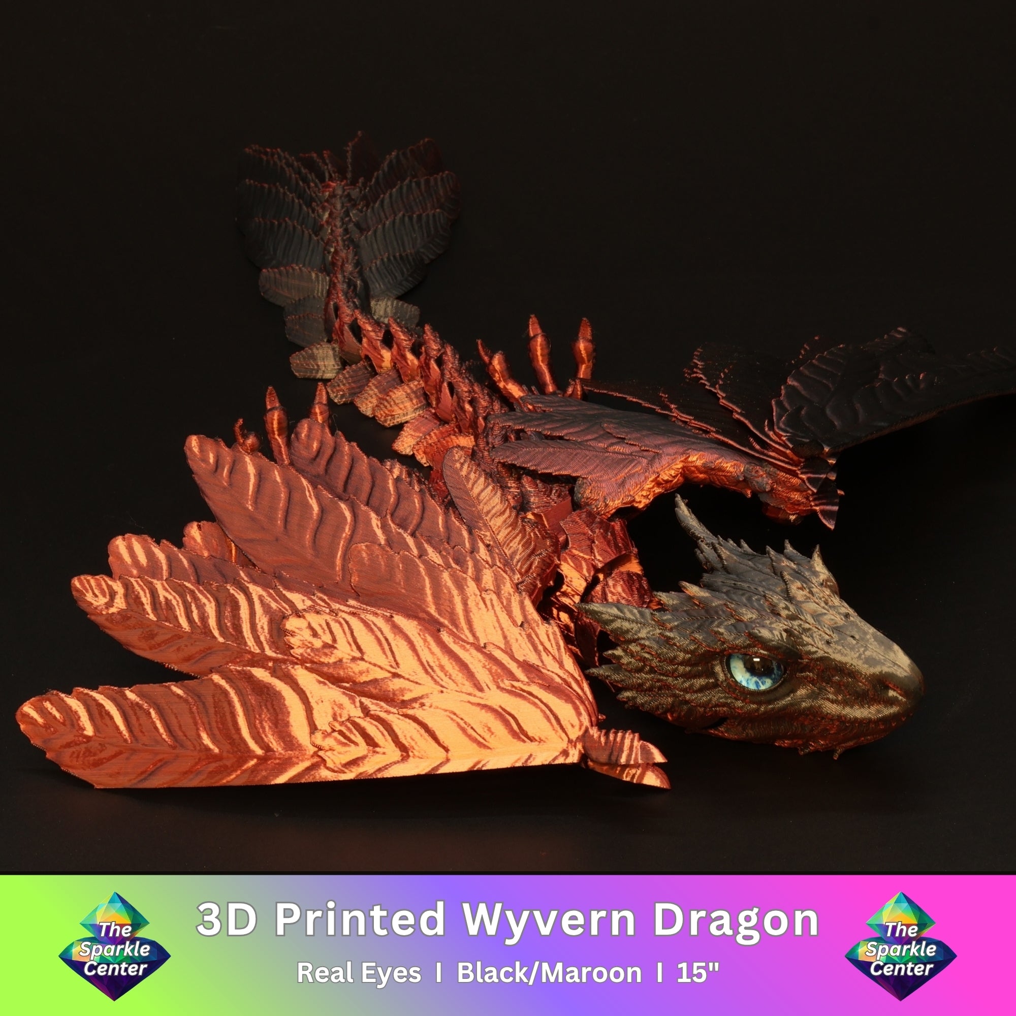 3D Printed Wyvern Dragon w/ Real Eyes