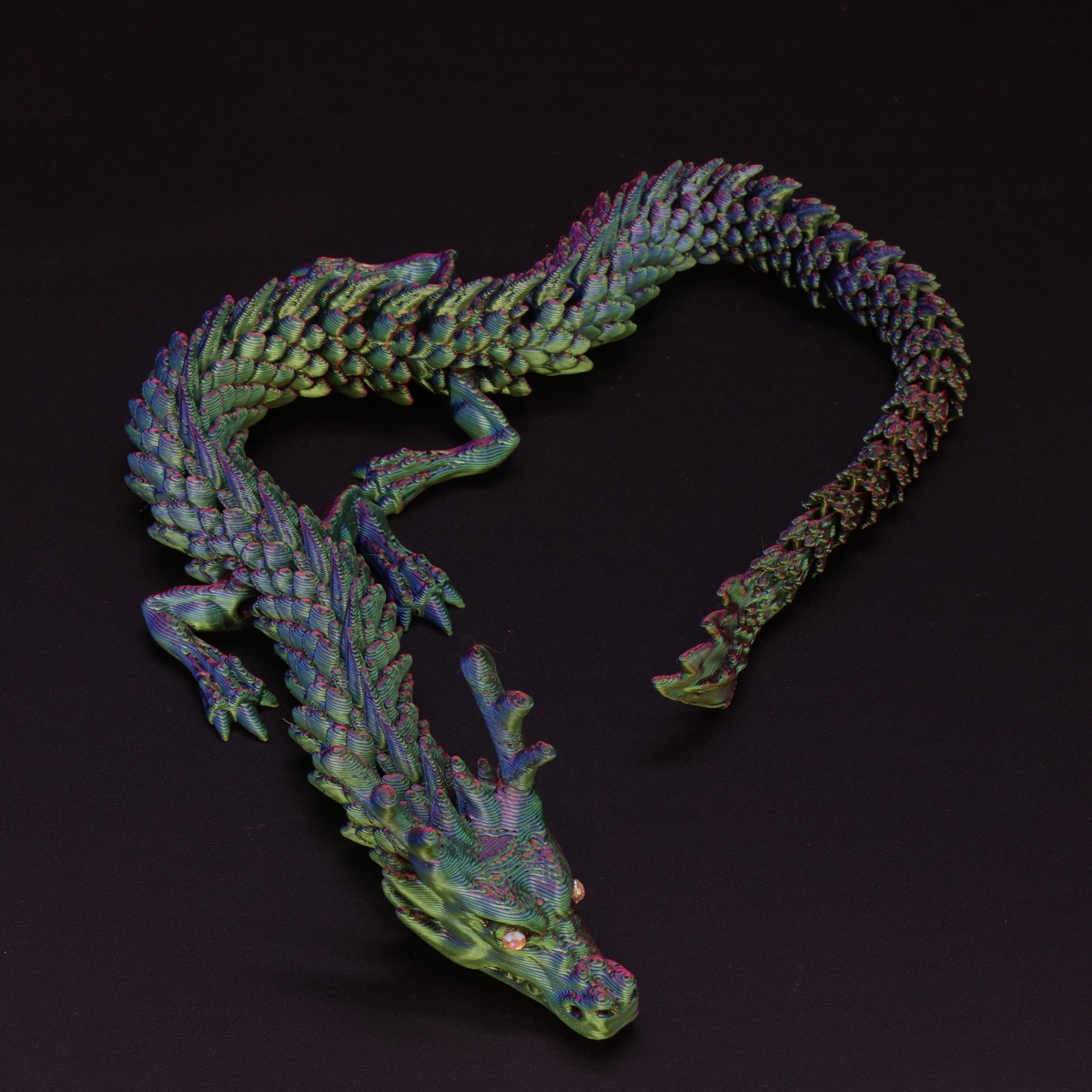 3D Printed Chinese Dragon w/ Gem Eyes