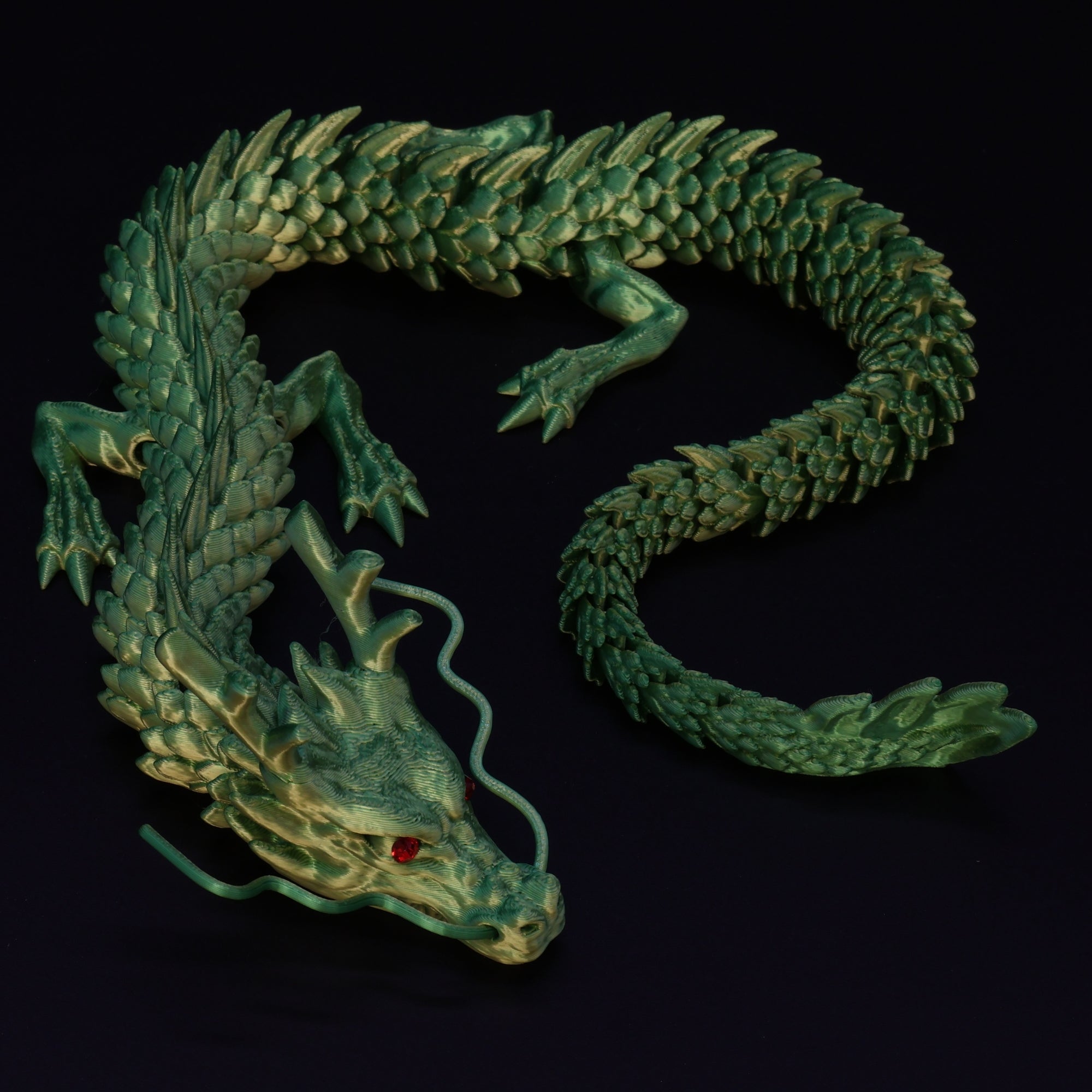 3D Printed Chinese Dragon w/ Gem Eyes