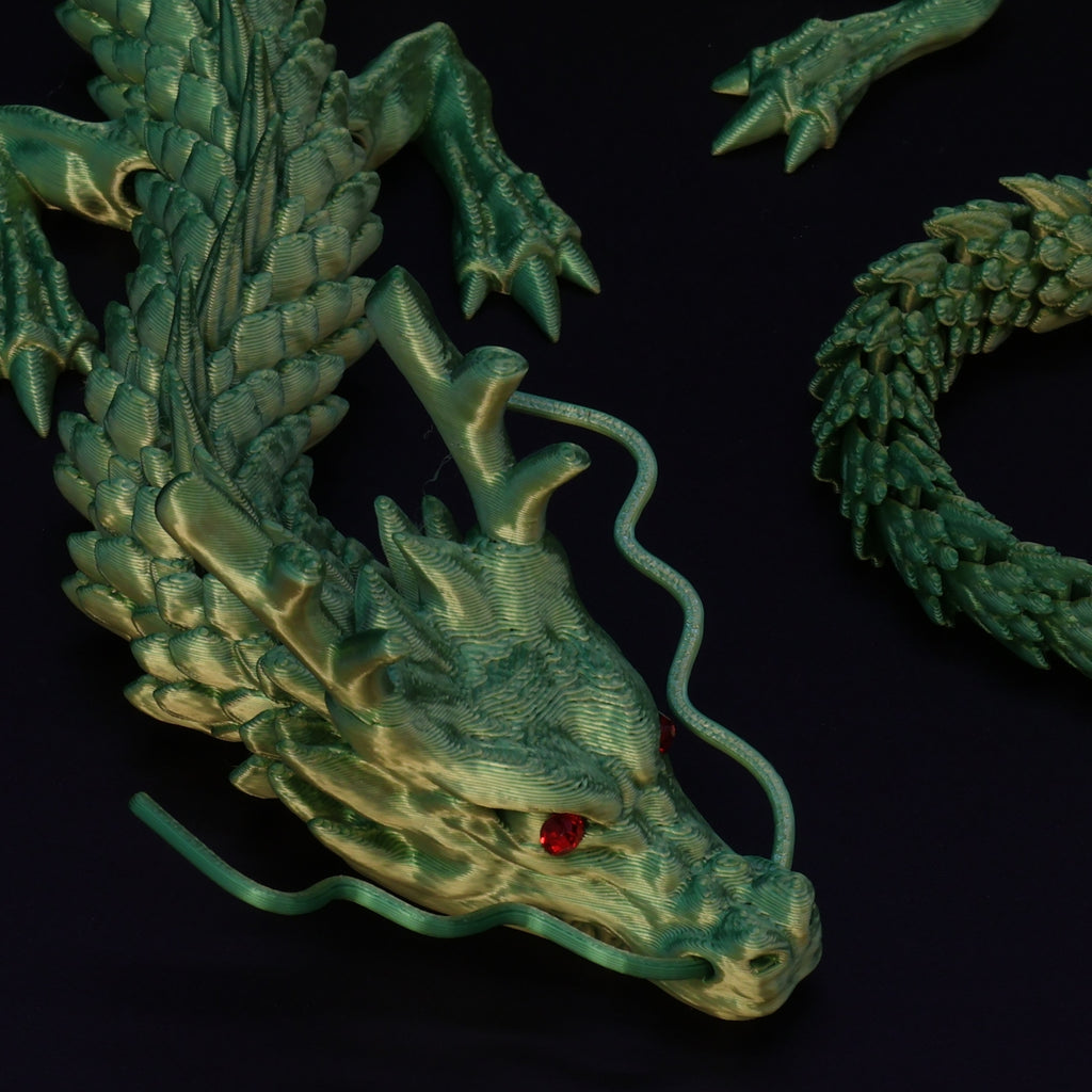 3D Printed Chinese Dragon w/ Gem Eyes