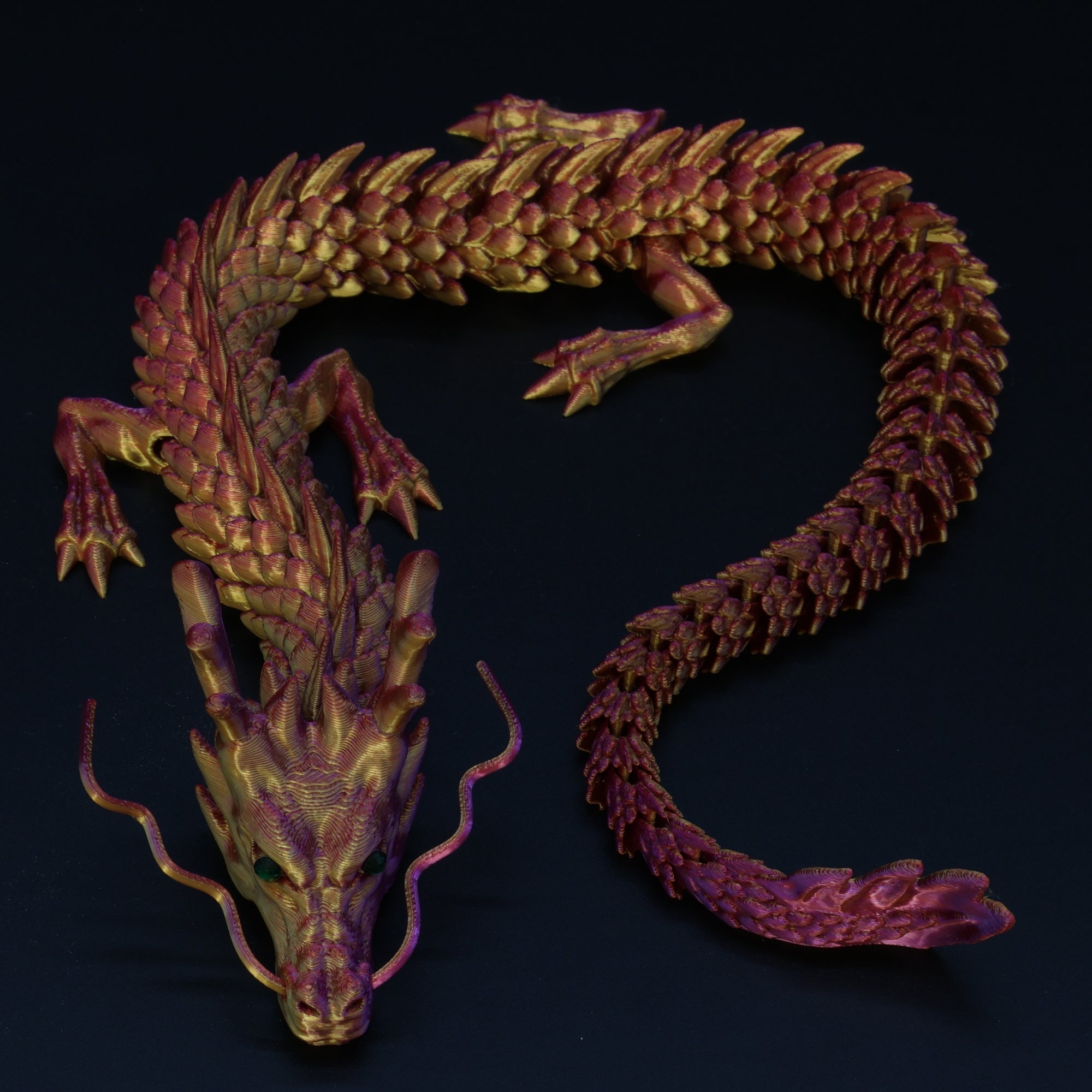 3D Printed Chinese Dragon w/ Gem Eyes