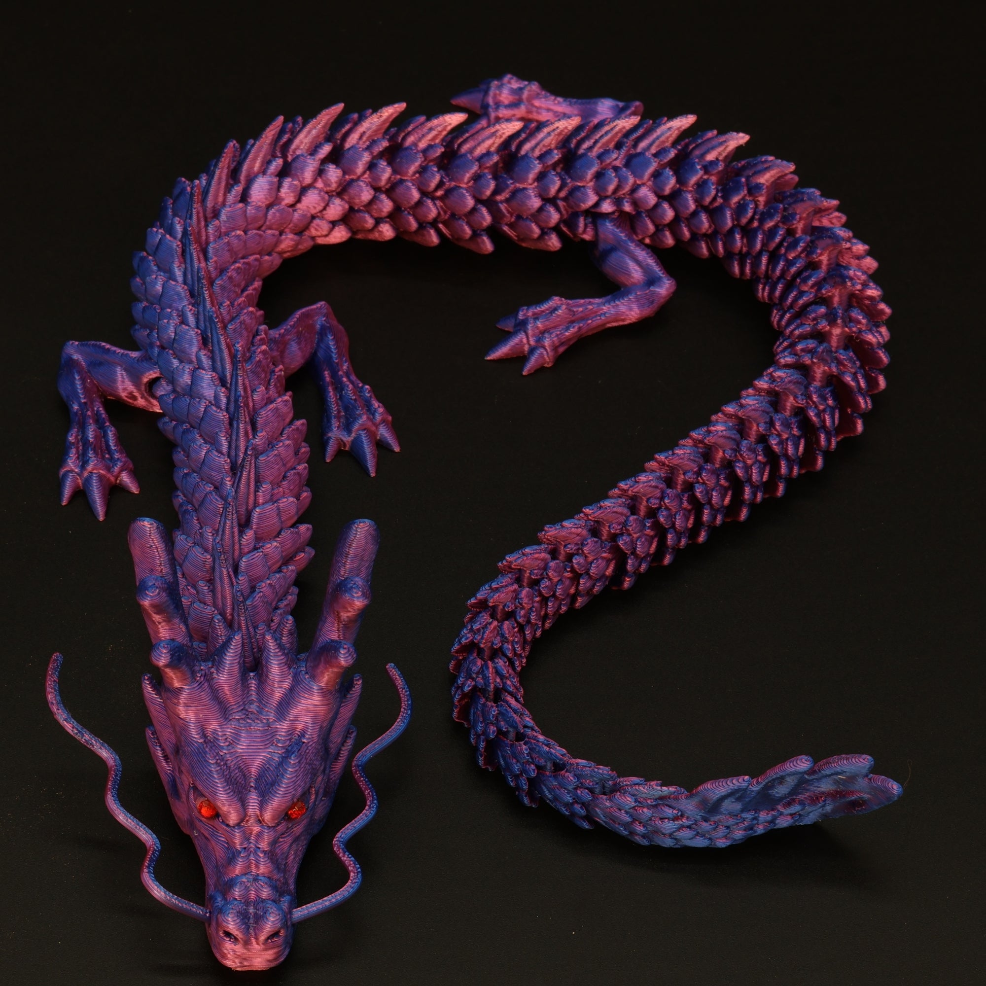 3D Printed Chinese Dragon w/ Gem Eyes