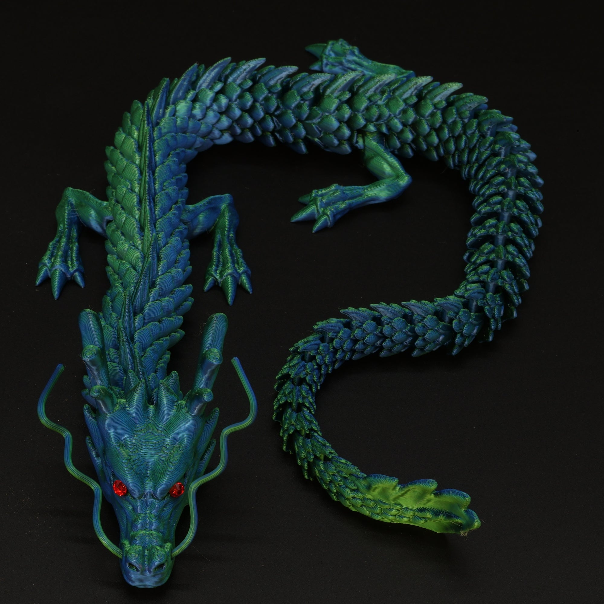 3D Printed Chinese Dragon w/ Gem Eyes