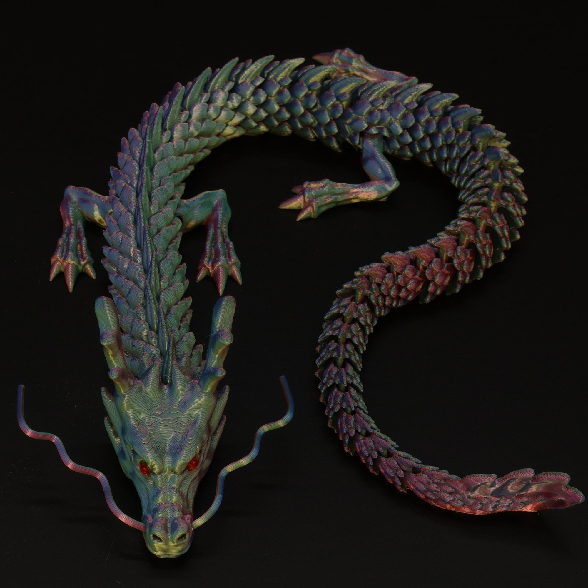 3D Printed Chinese Dragon w/ Gem Eyes
