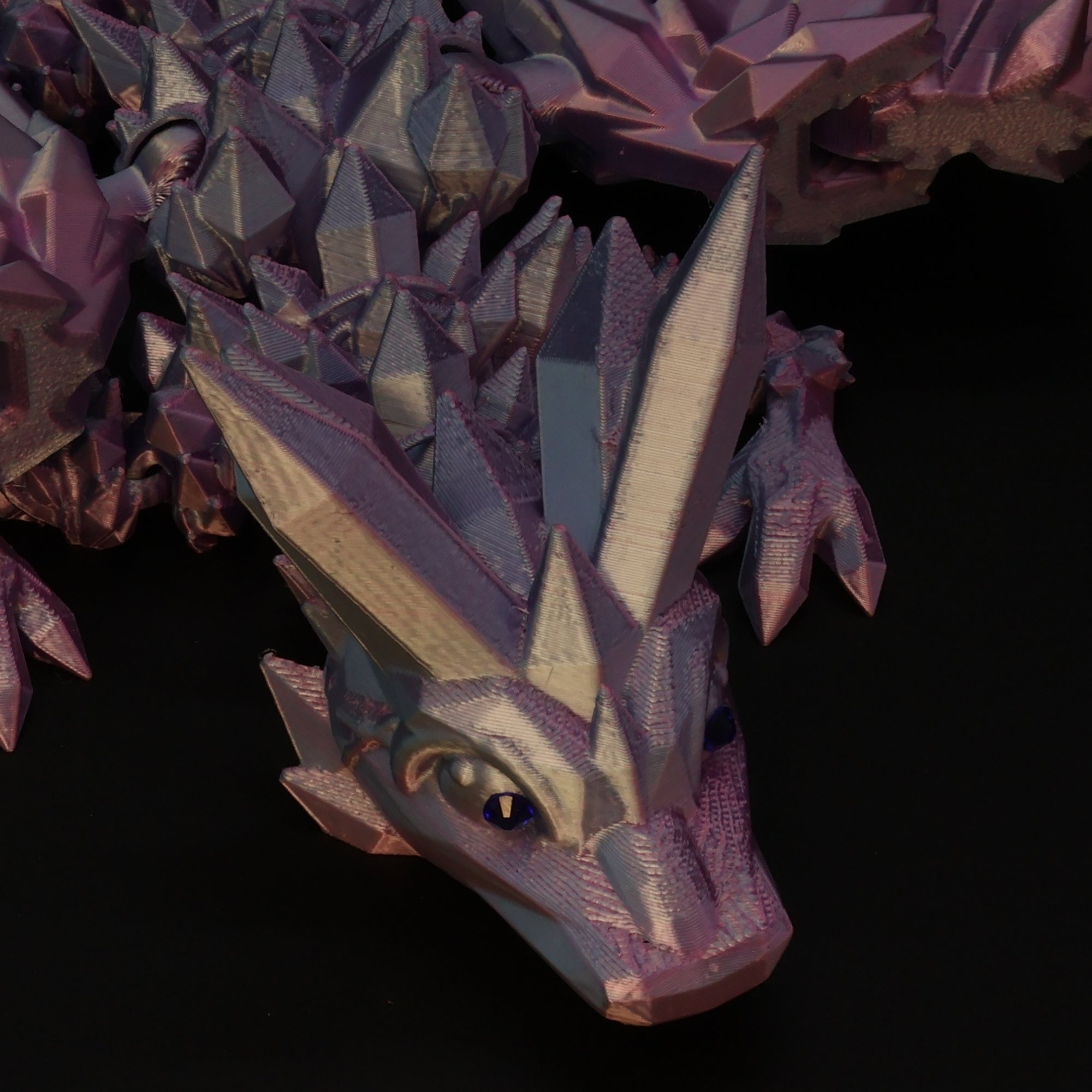 3D Printed Crystal-Winged Dragon w/ Gem Eyes