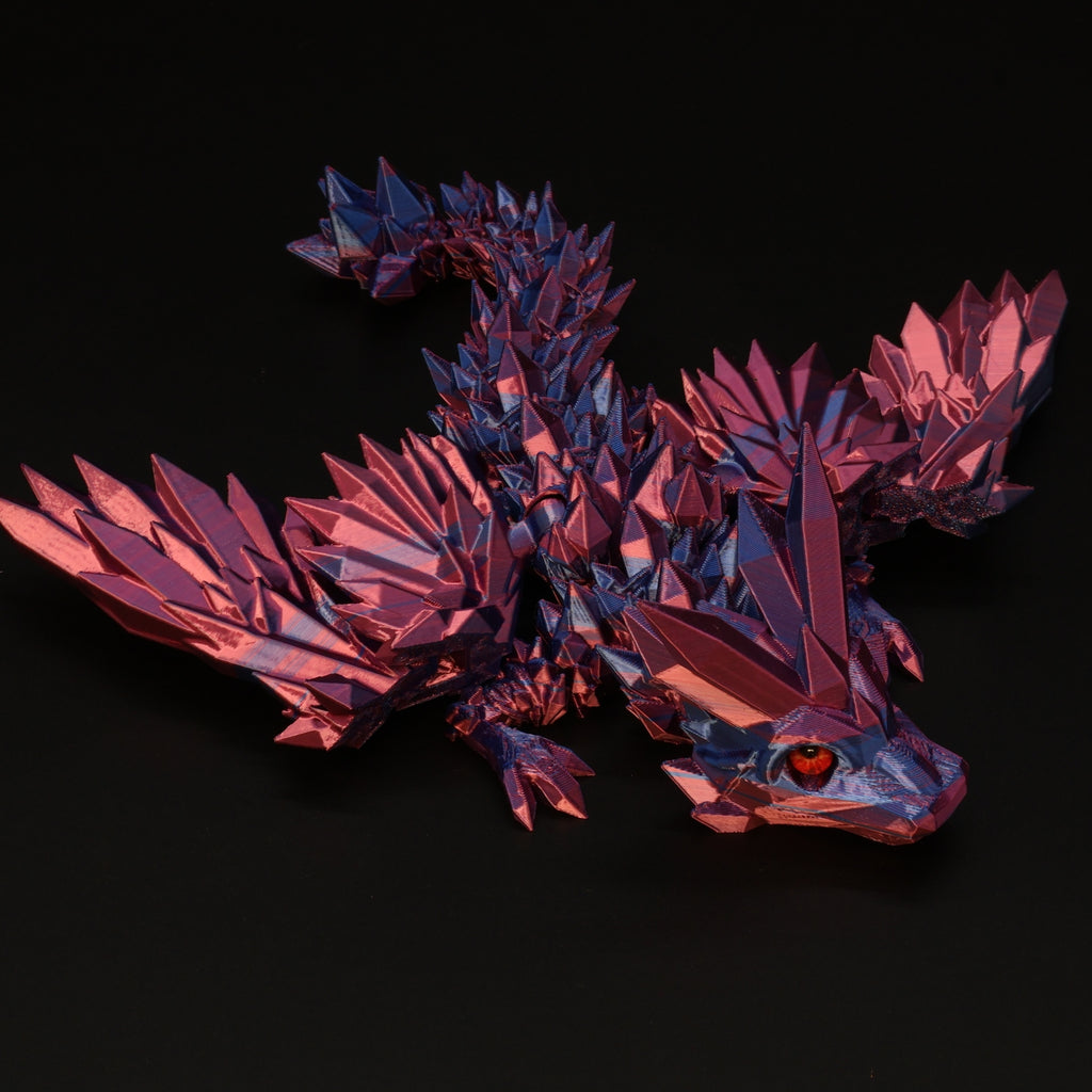 3D Printed Crystal-Winged Dragon w/ Real Eyes