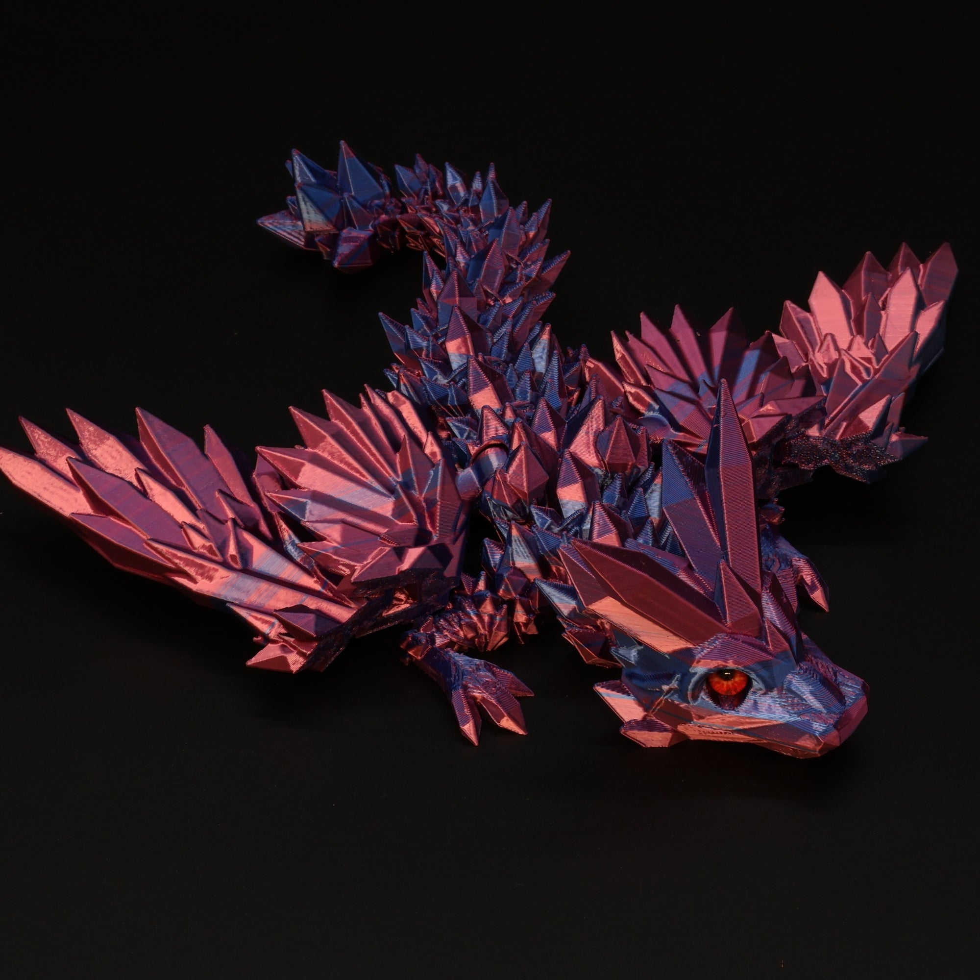 3D Printed Crystal-Winged Dragon w/ Real Eyes